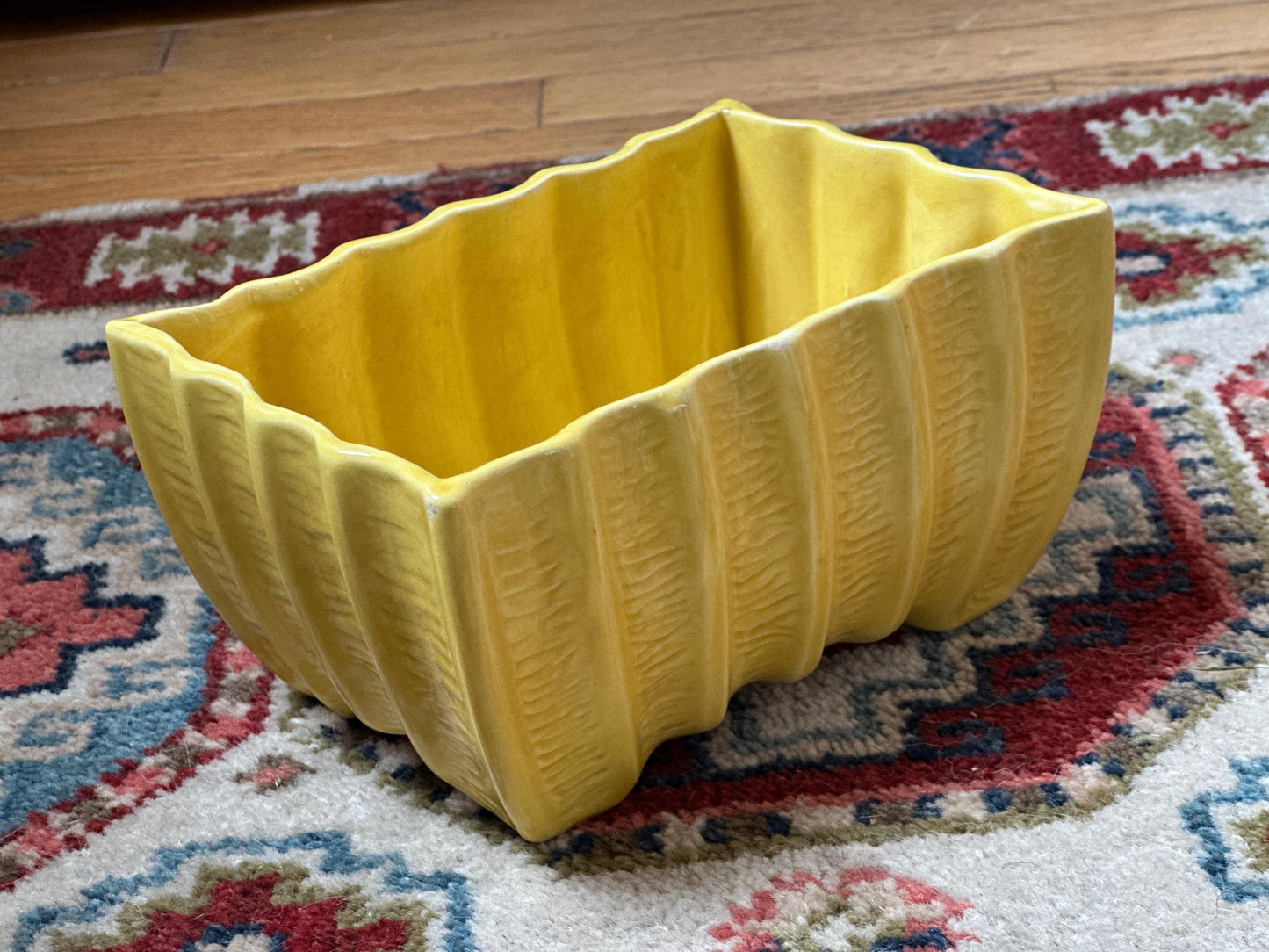 Vintage Cookson Pottery Rectangular Planter CP-3087, Vivid Yellow Mid Century