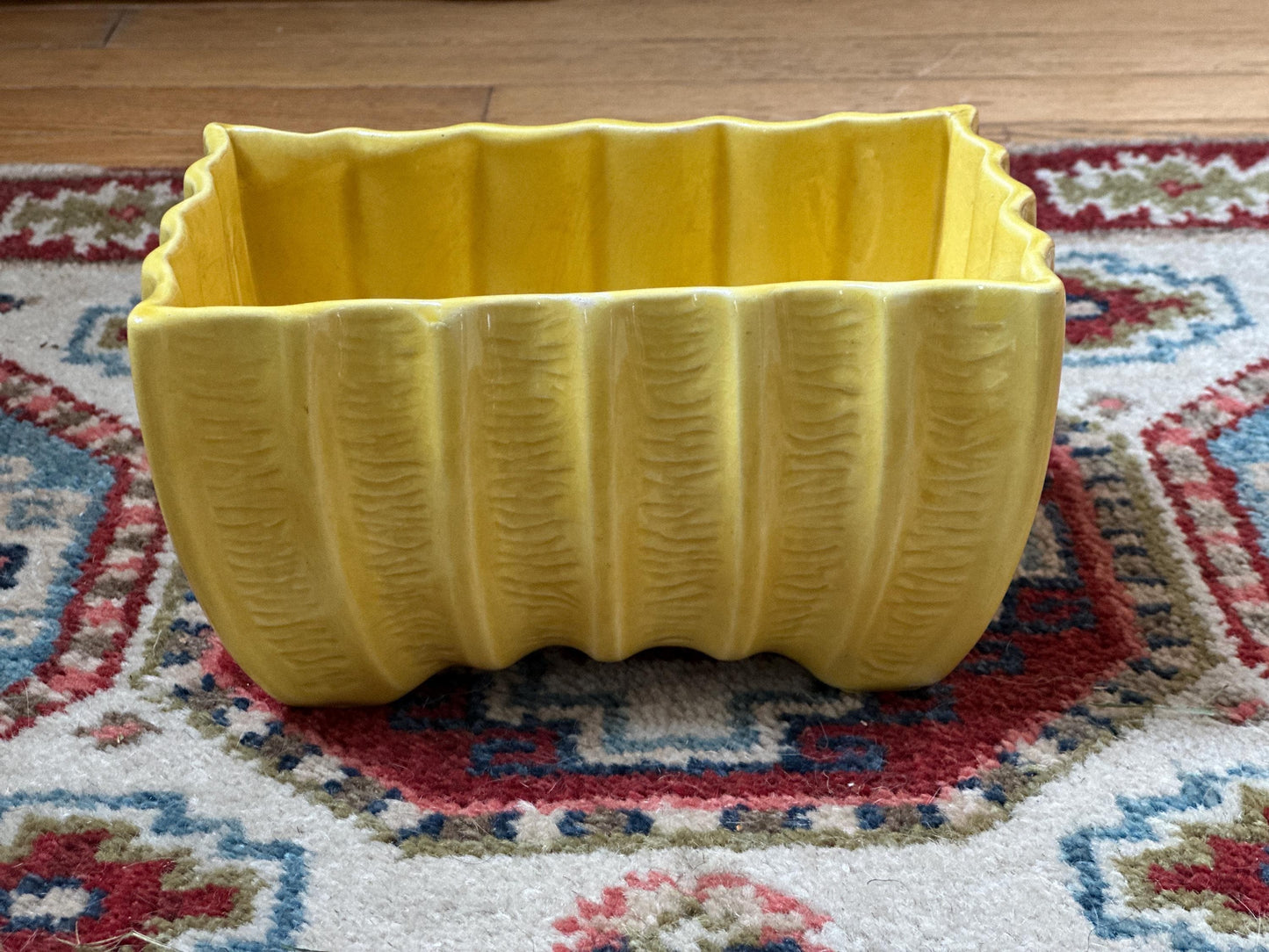 Vintage Cookson Pottery Rectangular Planter CP-3087, Vivid Yellow Mid Century