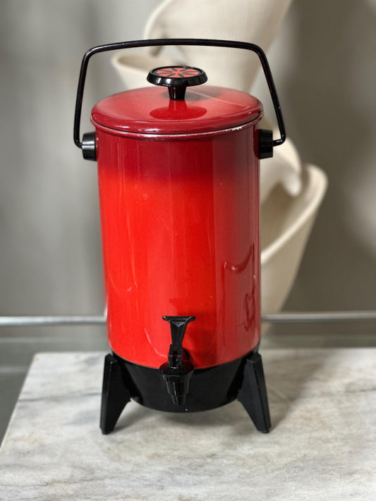 Vintage Mirro-Matic Electric Percolator – 22 Cup Red & Black Coffee Maker | Mid Century Modern Party Perk | Retro Entertaining