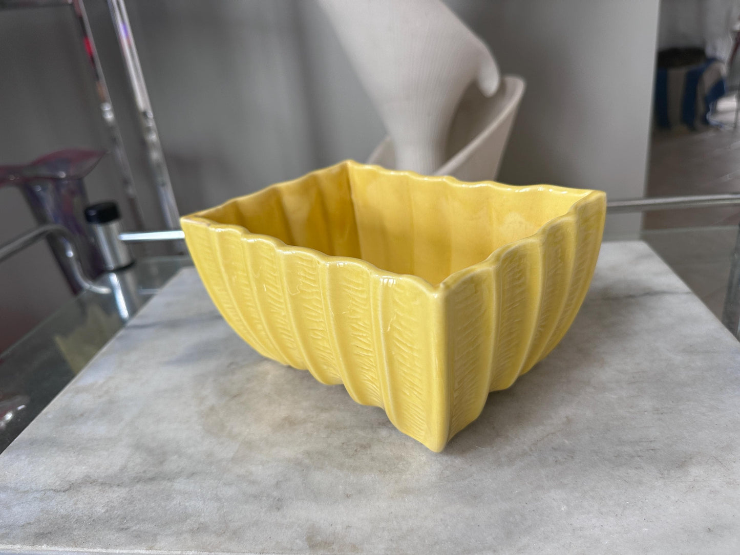 Vintage Cookson Pottery Rectangular Planter CP-3087, Vivid Yellow Mid Century