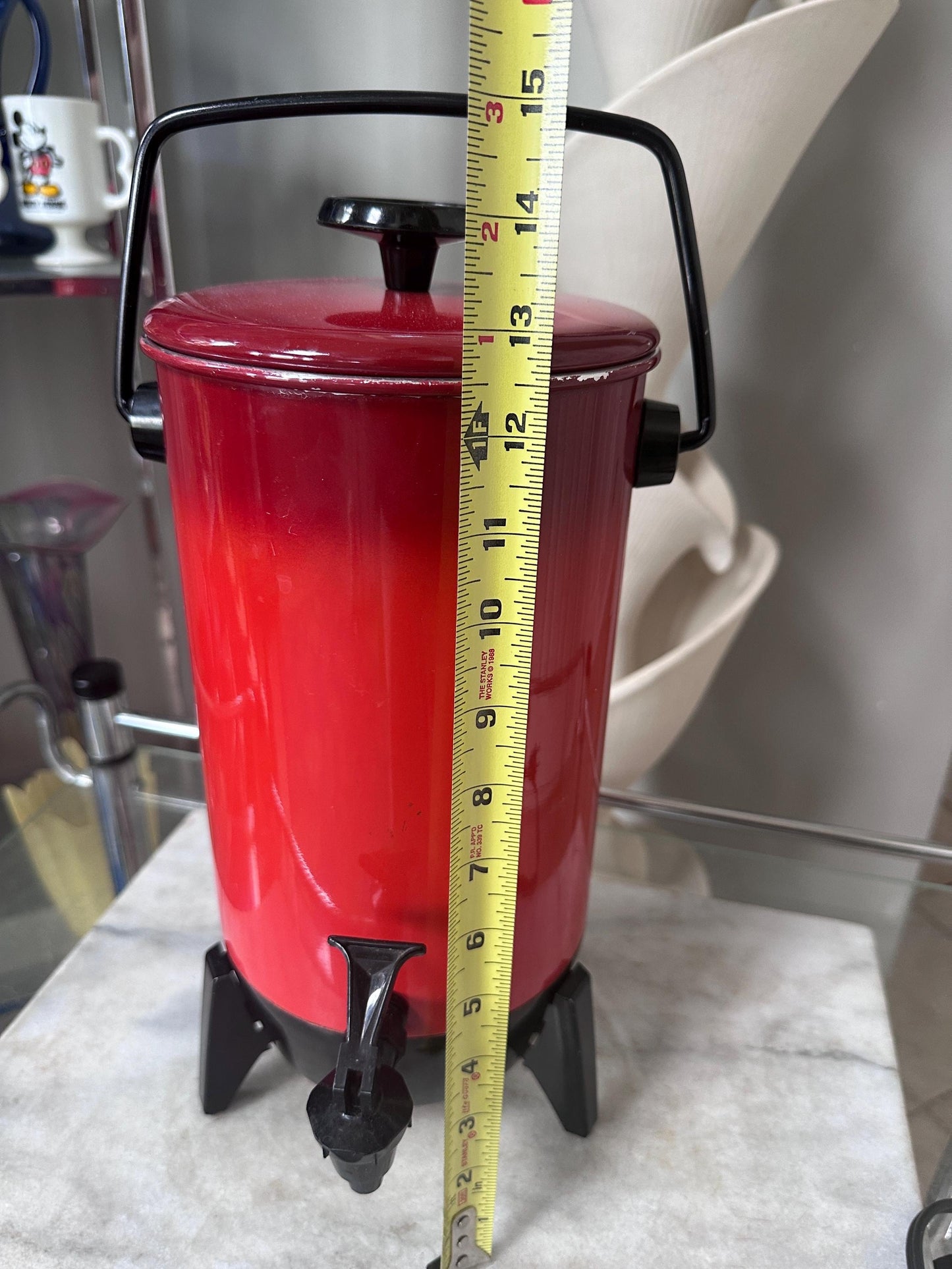 Vintage Mirro-Matic Electric Percolator – 22 Cup Red & Black Coffee Maker | Mid Century Modern Party Perk | Retro Entertaining
