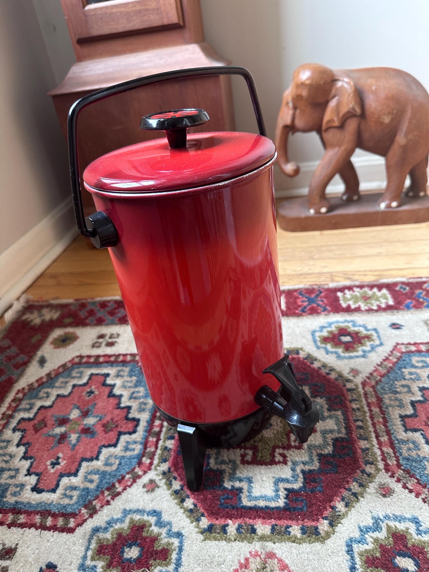 Vintage Mirro-Matic Electric Percolator – 22 Cup Red & Black Coffee Maker | Mid Century Modern Party Perk | Retro Entertaining