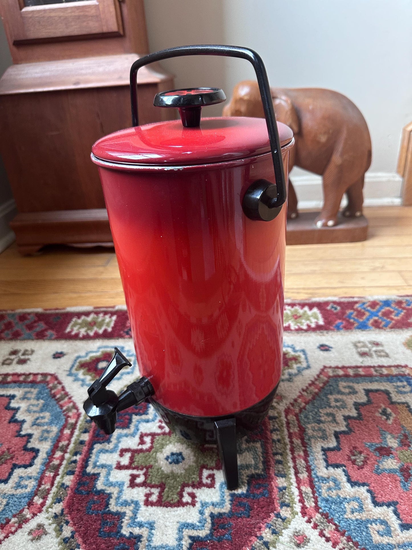 Vintage Mirro-Matic Electric Percolator – 22 Cup Red & Black Coffee Maker | Mid Century Modern Party Perk | Retro Entertaining