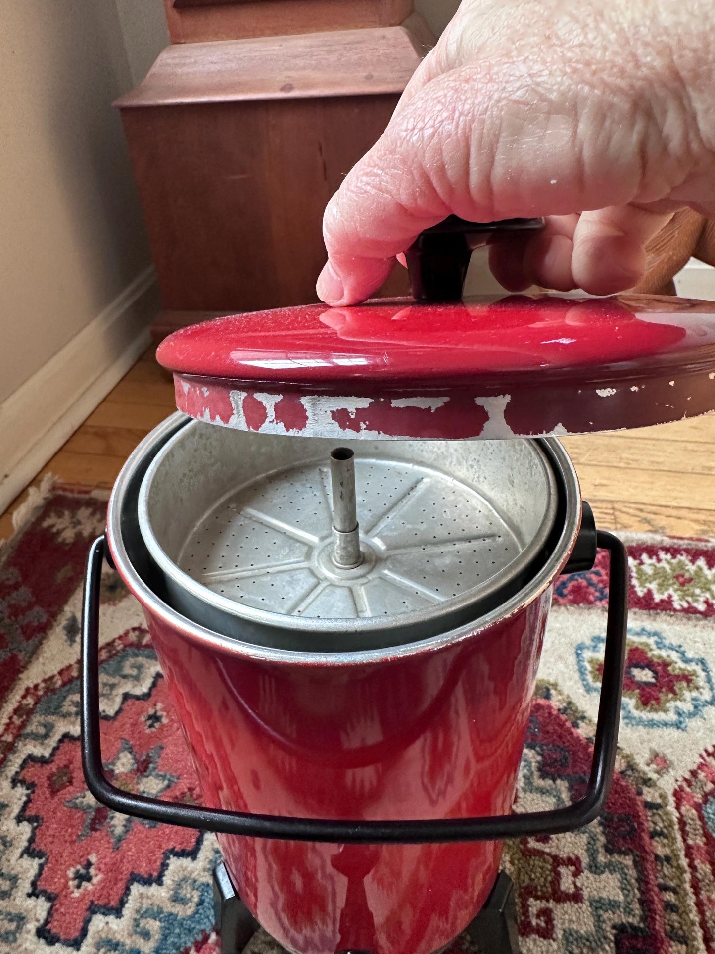 Vintage Mirro-Matic Electric Percolator – 22 Cup Red & Black Coffee Maker | Mid Century Modern Party Perk | Retro Entertaining