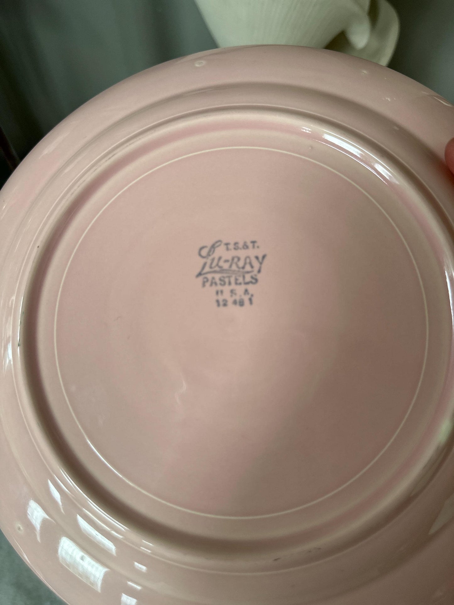 Lu-Ray Pastels Dinner Plates | Set of 2 , Mid-Century Dinnerware, 9.25”, #1248, Pink and Yellow