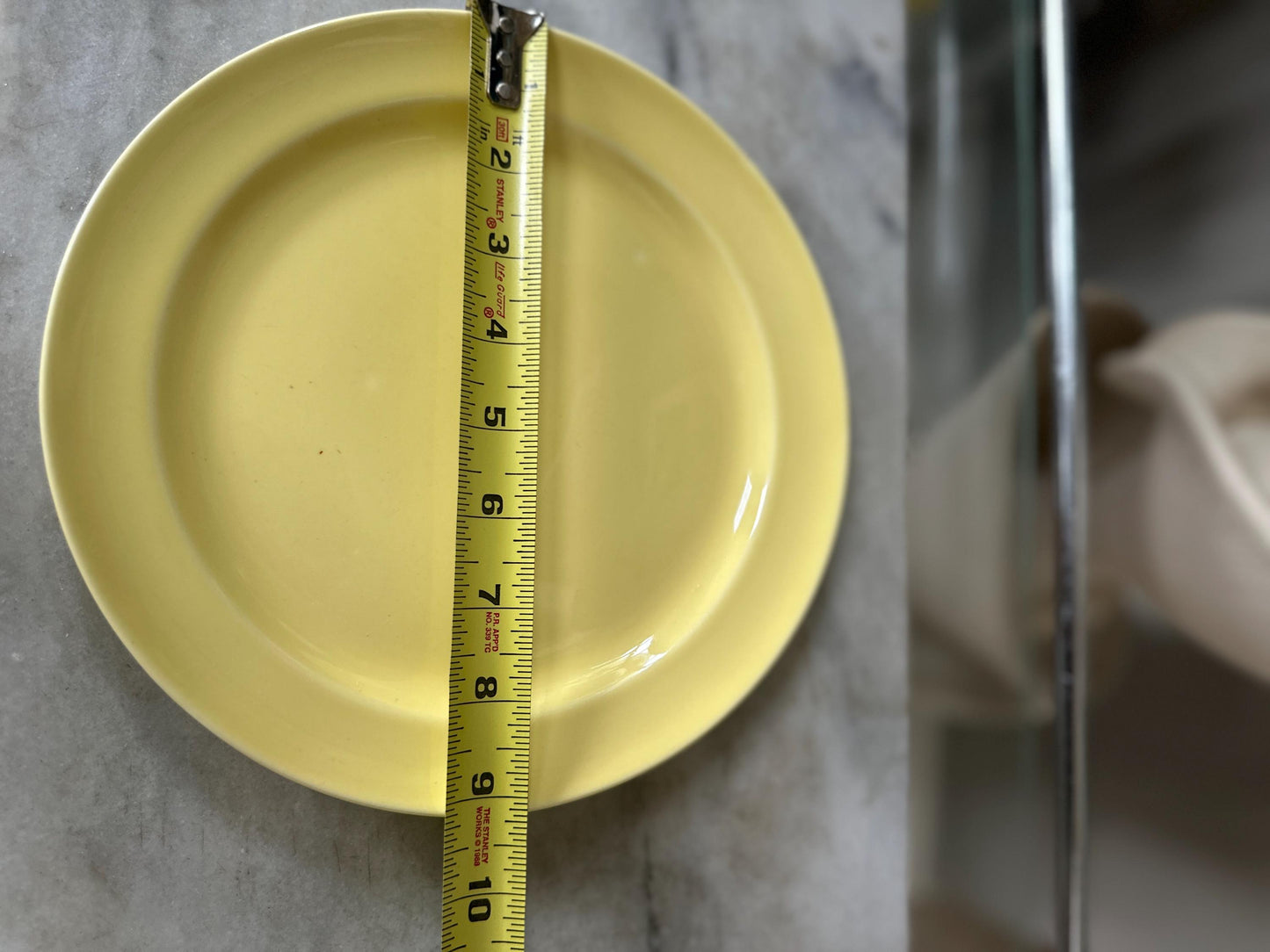 Lu-Ray Pastels Dinner Plates | Set of 2 , Mid-Century Dinnerware, 9.25”, #1248, Pink and Yellow