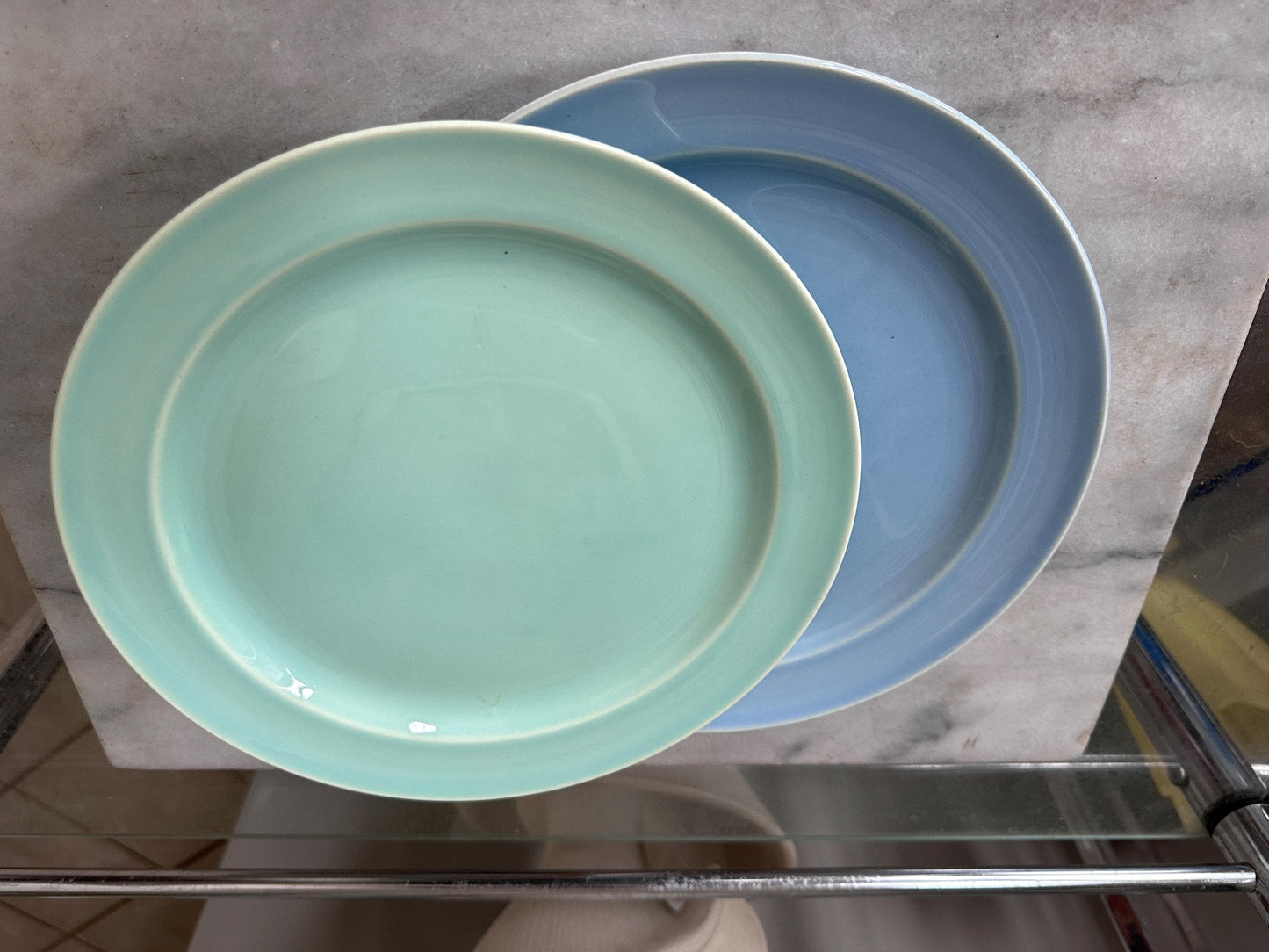 Lu-Ray Pastels Dinner Plates | Set of 2 , Mid-Century Dinnerware, 9.25”, #1248