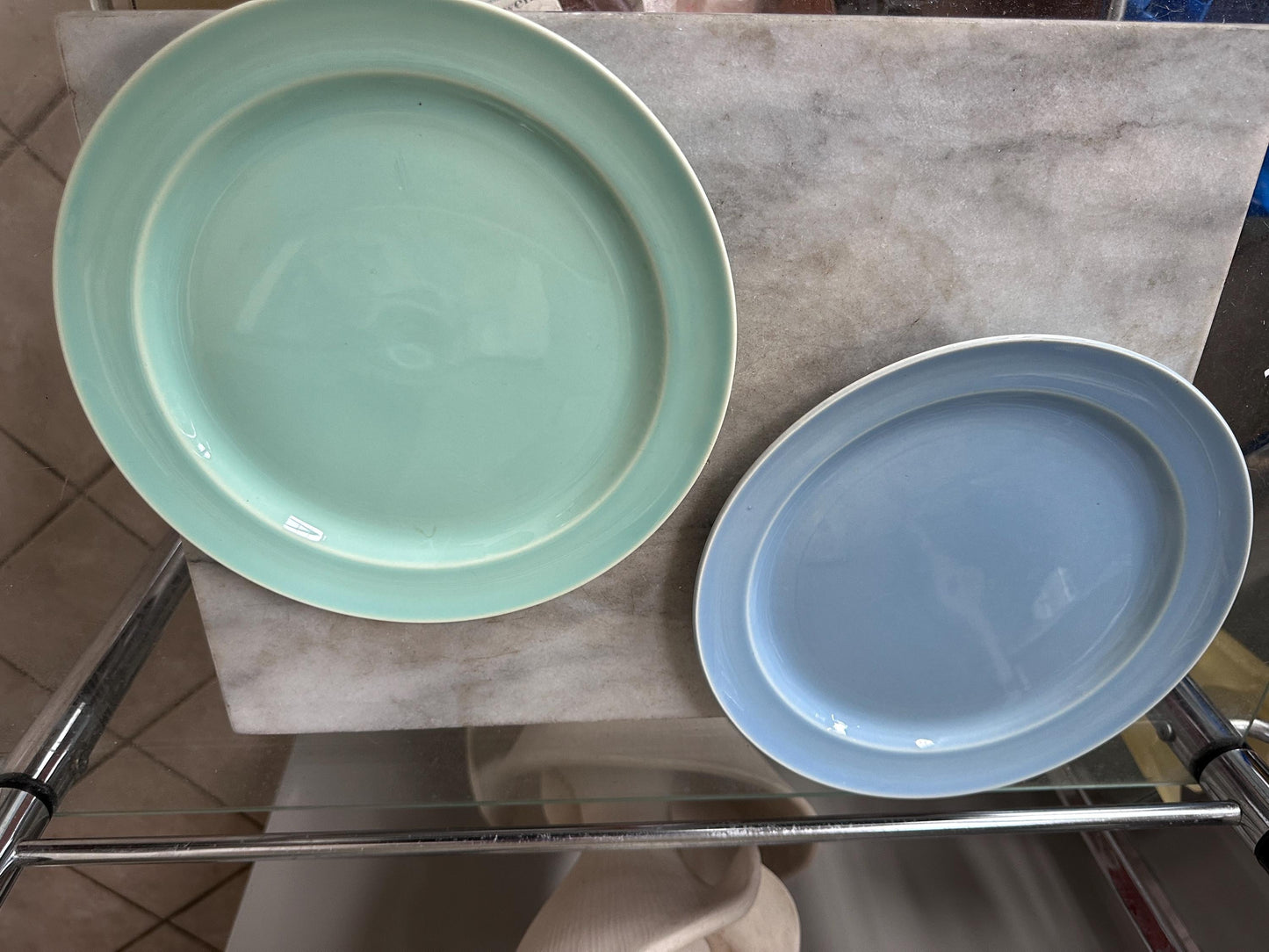 Lu-Ray Pastels Dinner Plates | Set of 2 , Mid-Century Dinnerware, 9.25”, #1248