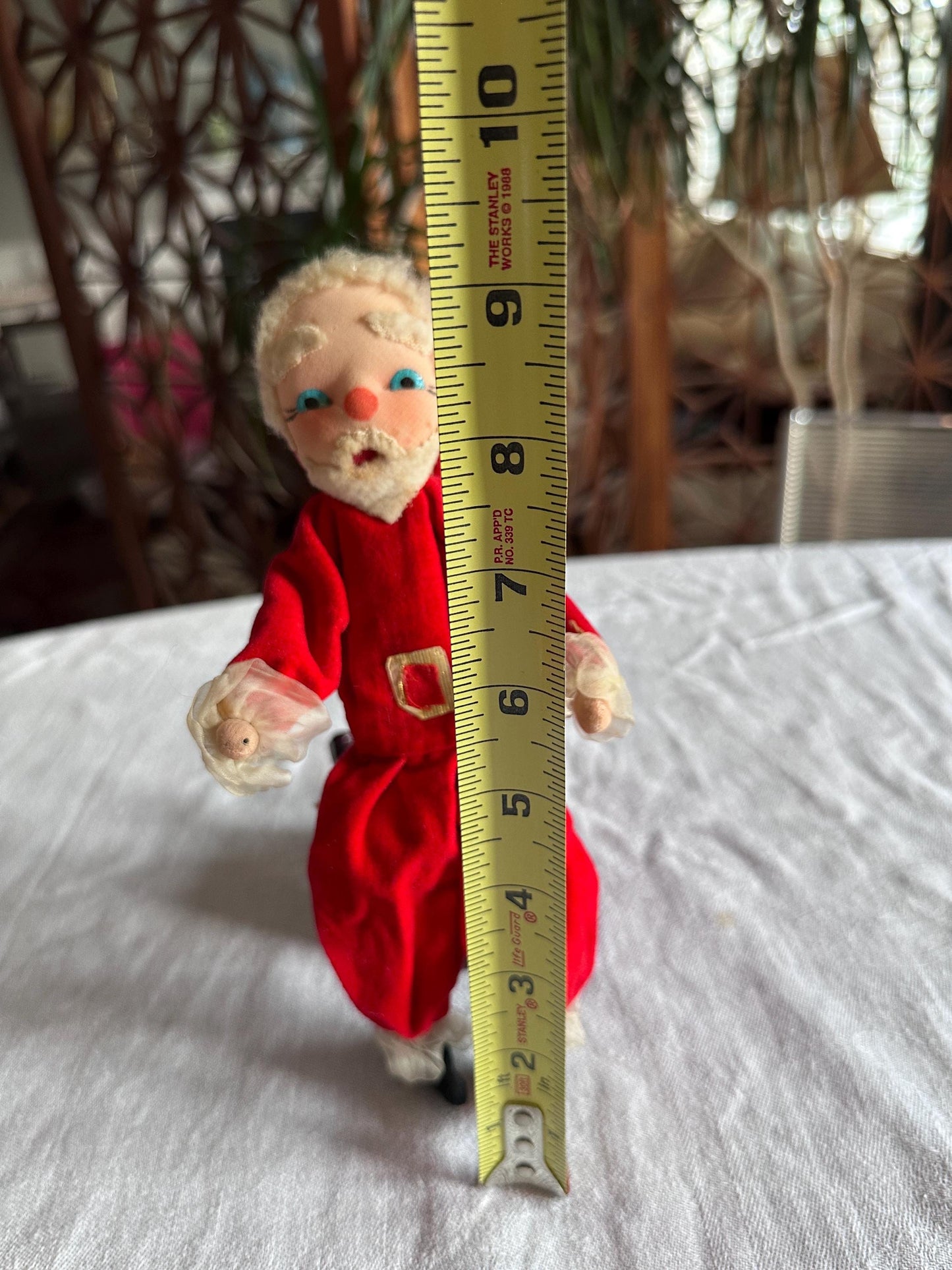 Vintage 1950s Poseable Santa Claus Christmas Doll, Blue Eyes, Cloth Faced Santa, Collectible, Kitschy Christmas