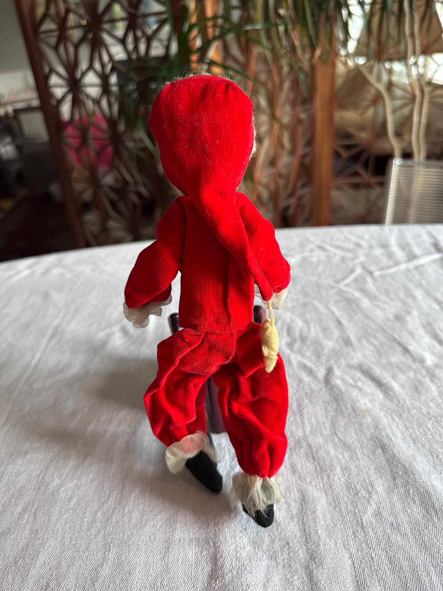 Vintage 1950s Poseable Santa Claus Christmas Doll, Blue Eyes, Cloth Faced Santa, Collectible, Kitschy Christmas