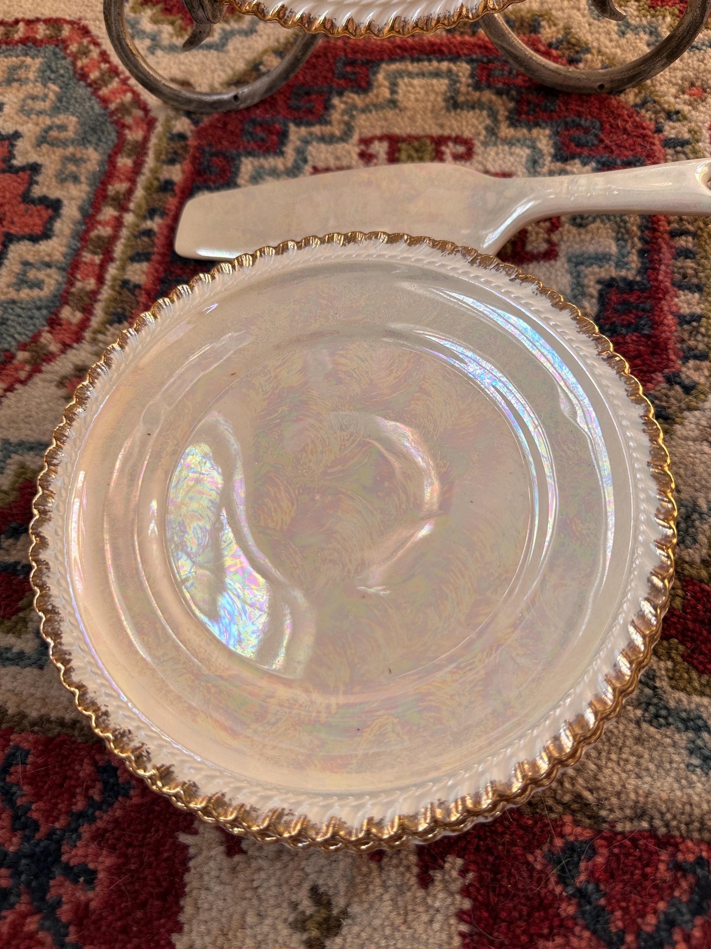 Vintage Pearl China Company Pattern PEA5 Cake Serving Set | Cake Plate, 5 Dessert Plates & Cake Server | Mid-Century Dessert Set