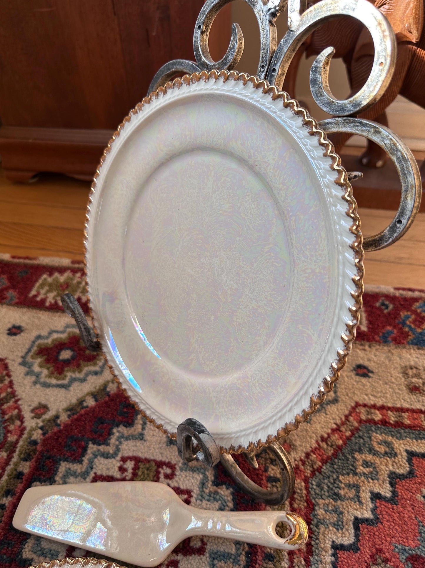 Vintage Pearl China Company Pattern PEA5 Cake Serving Set | Cake Plate, 5 Dessert Plates & Cake Server | Mid-Century Dessert Set