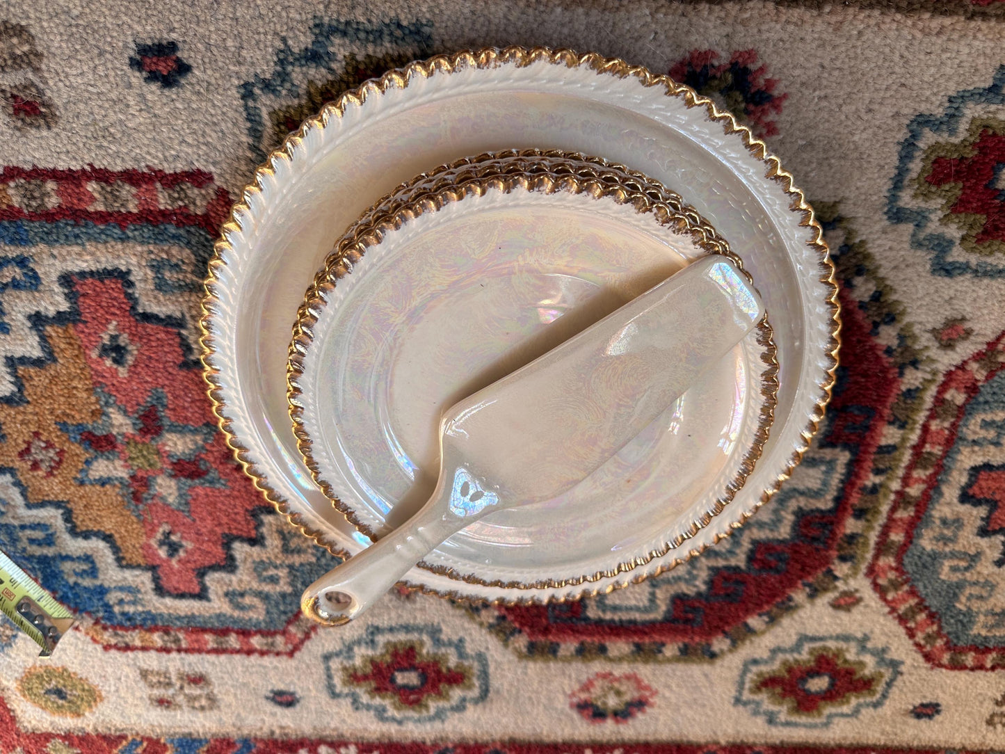 Vintage Pearl China Company Pattern PEA5 Cake Serving Set | Cake Plate, 5 Dessert Plates & Cake Server | Mid-Century Dessert Set