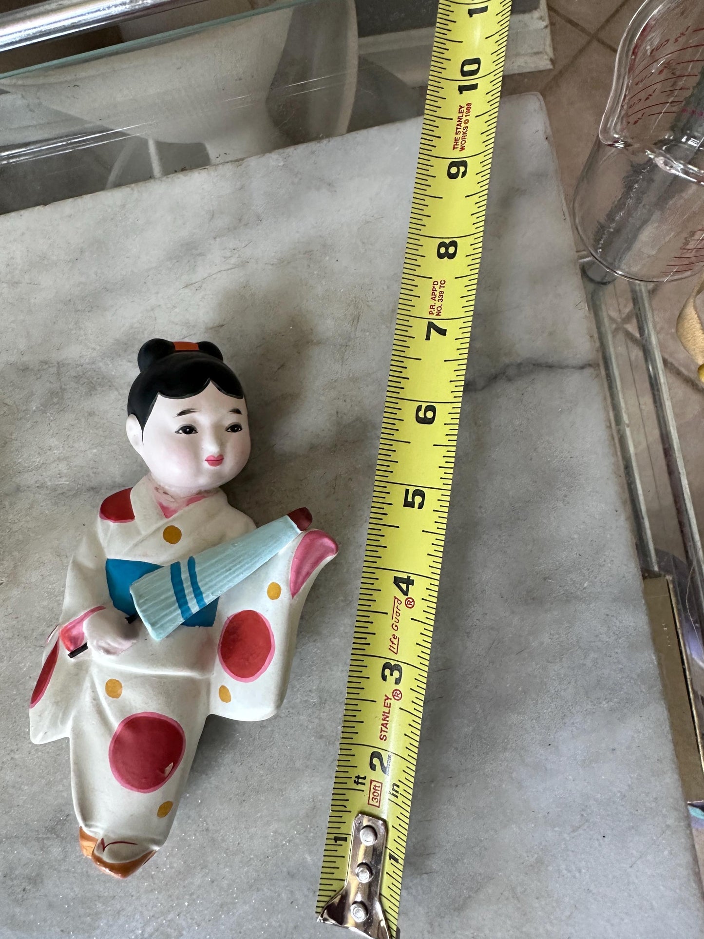 Vintage Asian & Japanese Collectibles Lot | Hand-Painted Japan Plate, Hakata Doll, Umbrella Girl Figurine + Chinese Sandstone Boy