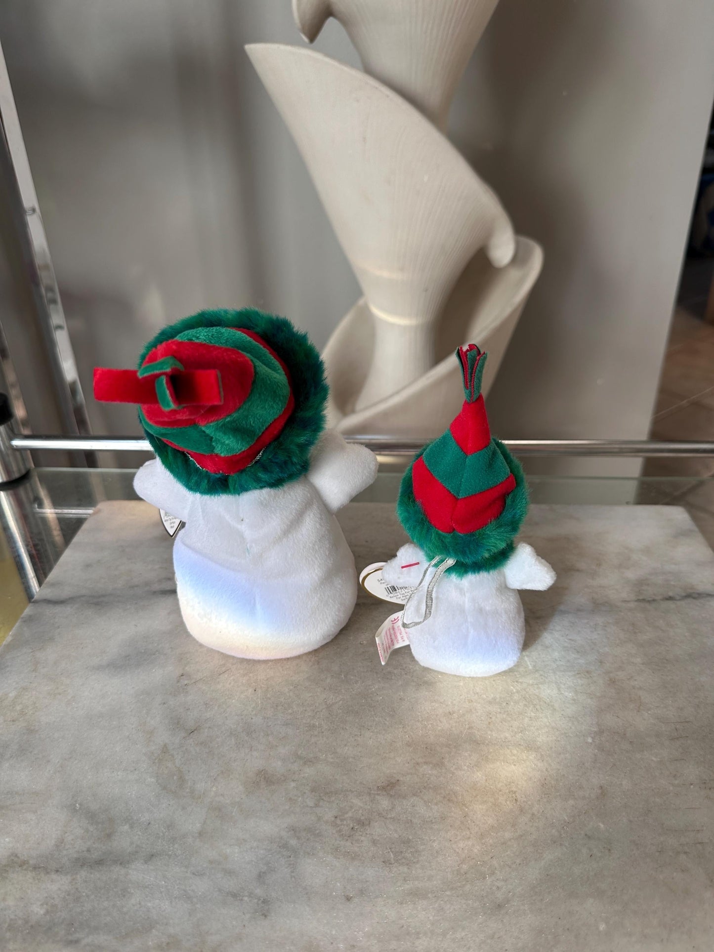 Set of 2 TY Snowgirl Beanie Babies – 2000 Snowgirl & Jingle Beanies Snowgirl – Mint Condition – Tush Tag Variations