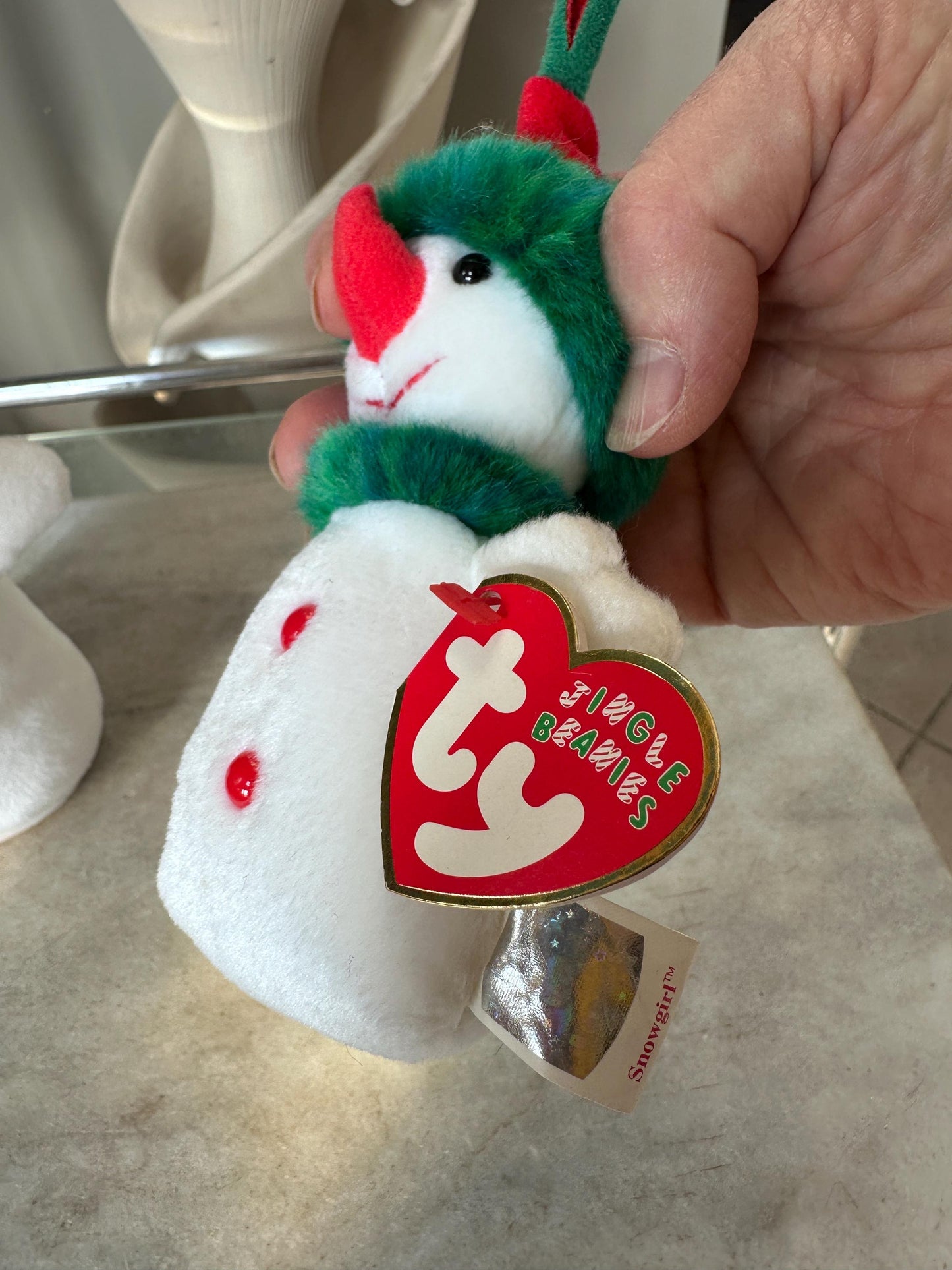 Set of 2 TY Snowgirl Beanie Babies – 2000 Snowgirl & Jingle Beanies Snowgirl – Mint Condition – Tush Tag Variations