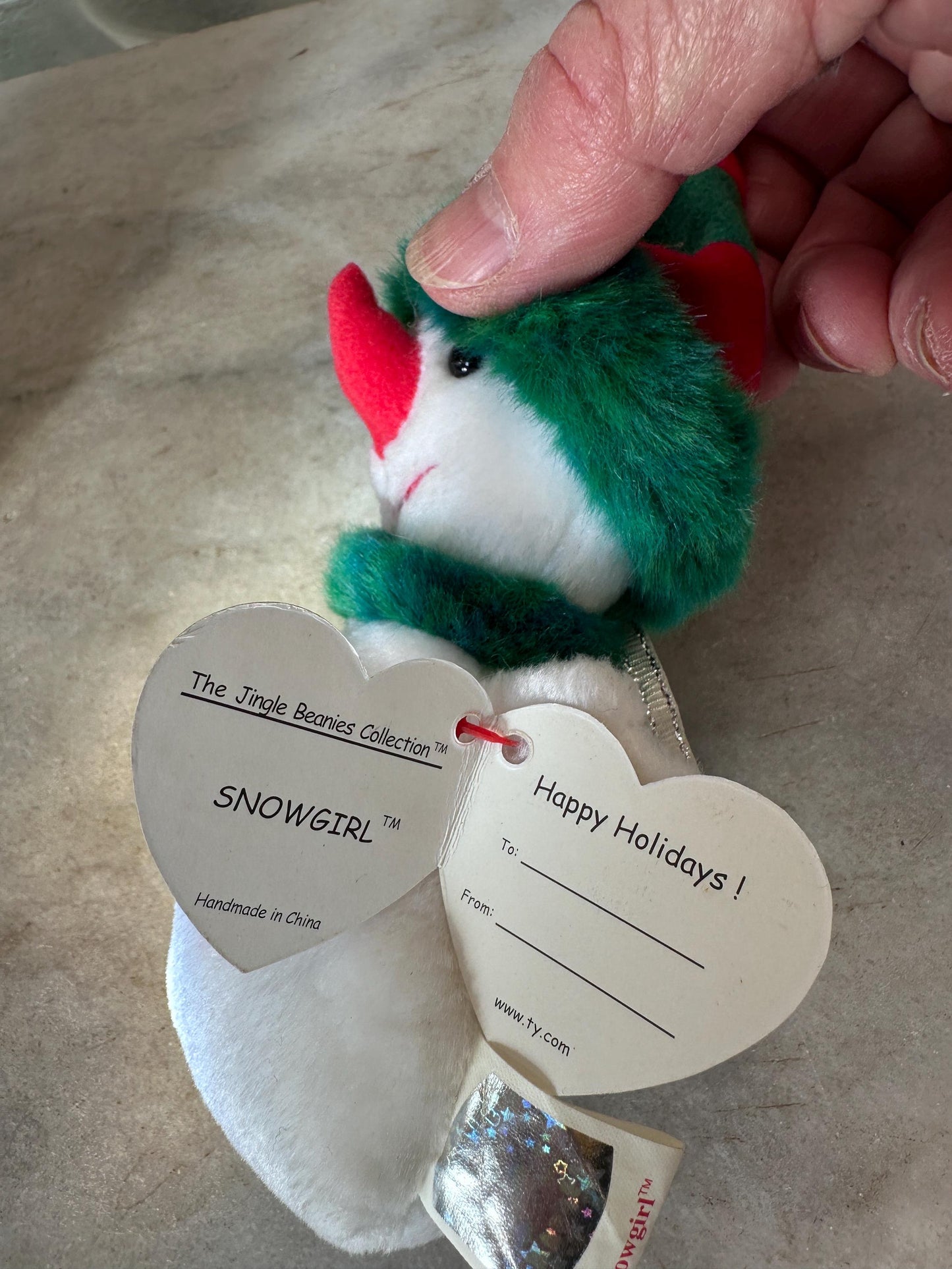 Set of 2 TY Snowgirl Beanie Babies – 2000 Snowgirl & Jingle Beanies Snowgirl – Mint Condition – Tush Tag Variations