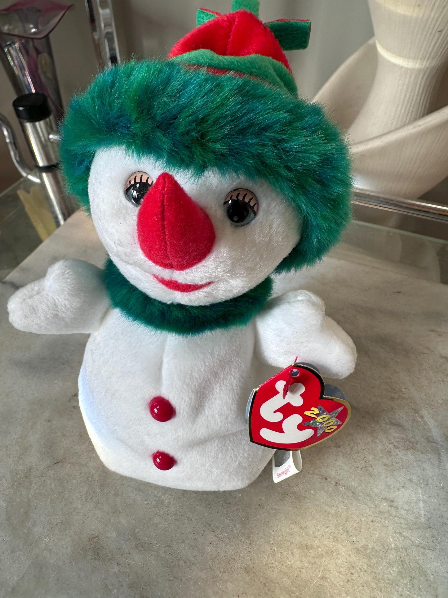 Set of 2 TY Snowgirl Beanie Babies – 2000 Snowgirl & Jingle Beanies Snowgirl – Mint Condition – Tush Tag Variations