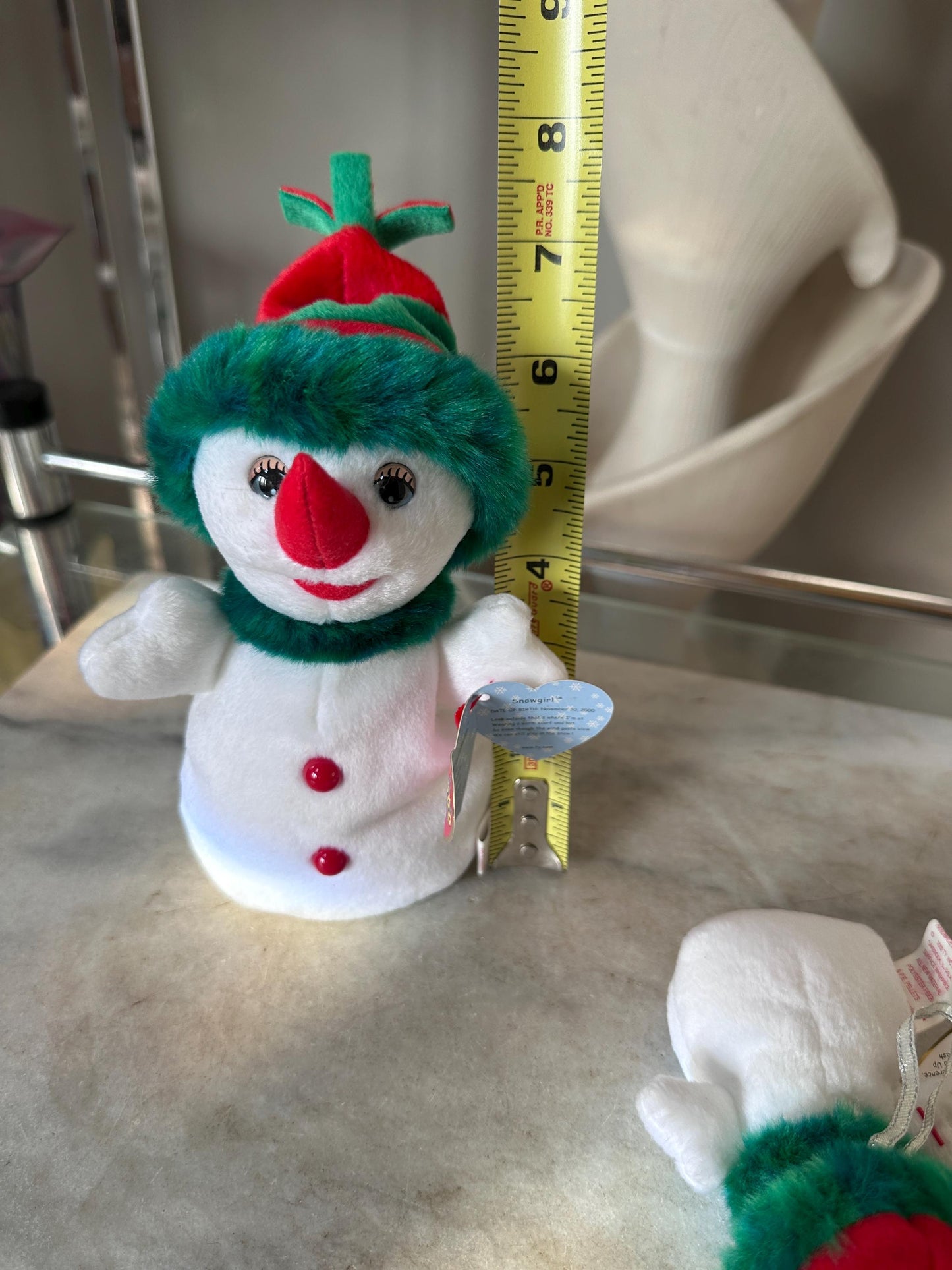 Set of 2 TY Snowgirl Beanie Babies – 2000 Snowgirl & Jingle Beanies Snowgirl – Mint Condition – Tush Tag Variations