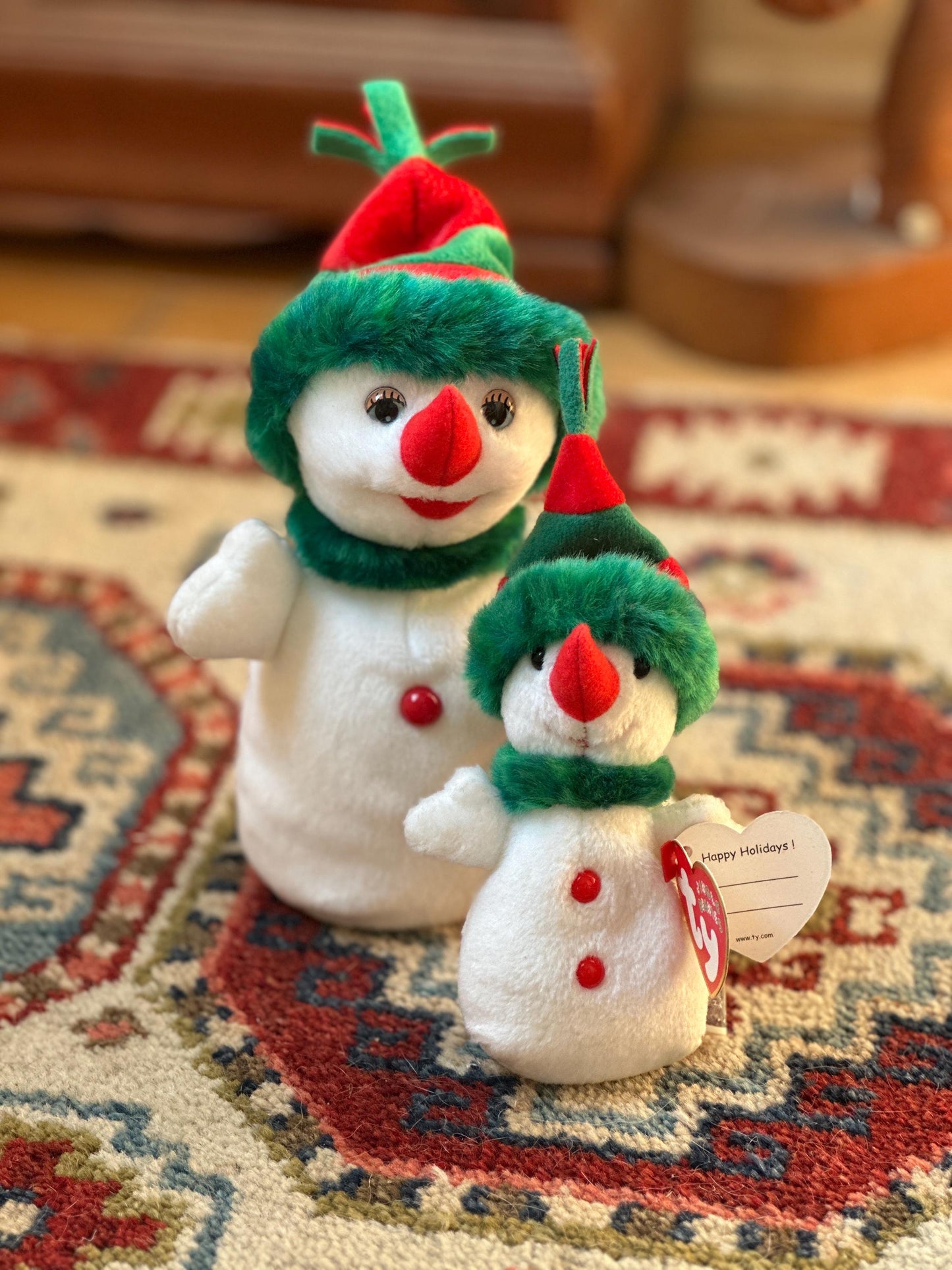 Set of 2 TY Snowgirl Beanie Babies – 2000 Snowgirl & Jingle Beanies Snowgirl – Mint Condition – Tush Tag Variations
