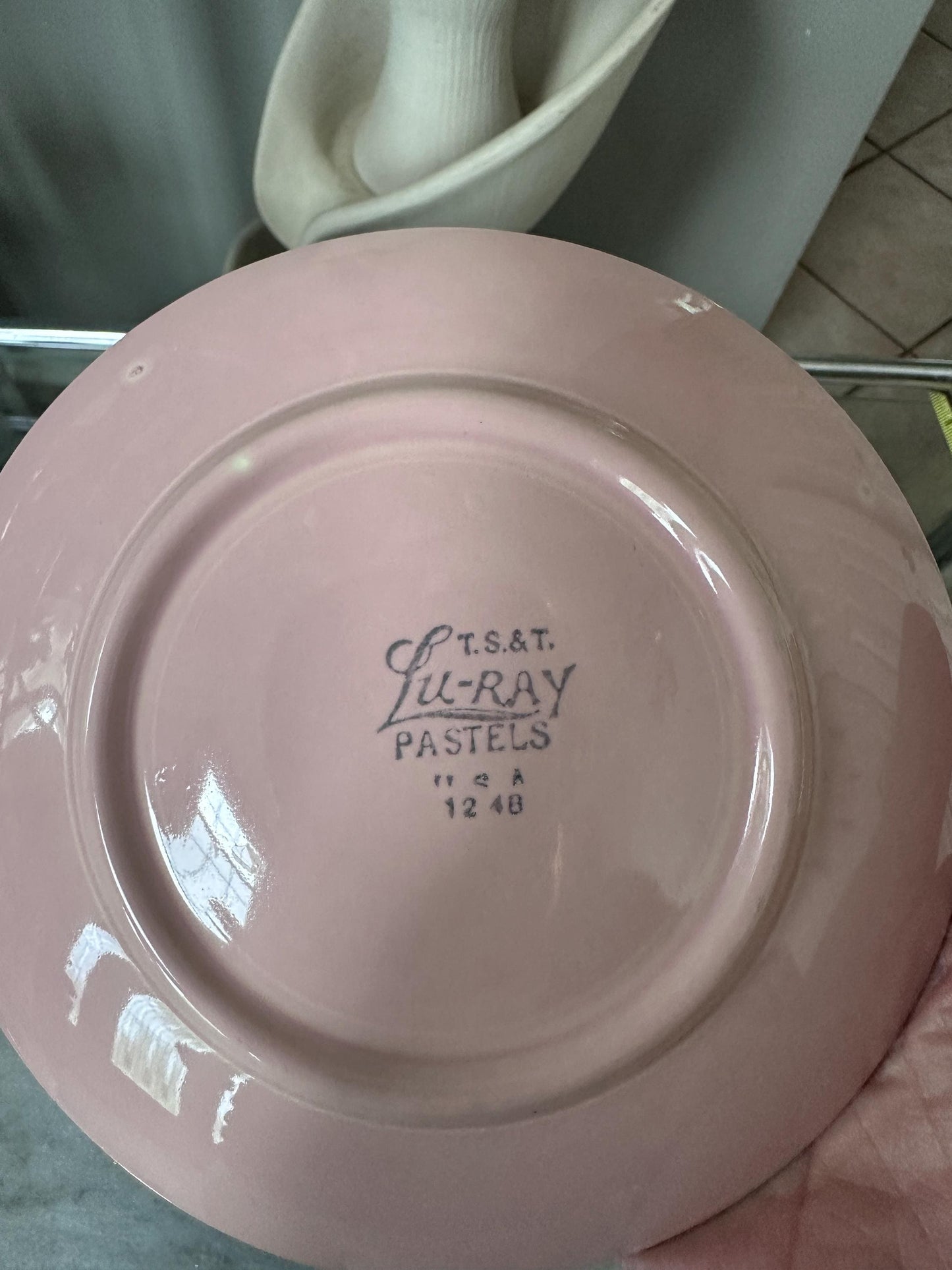 Vintage Lu-Ray Pastels Saucer Plates Set of 7 Taylor Smith & Taylor 1048-1 MCM 1950s Pink Blue Green Yellow