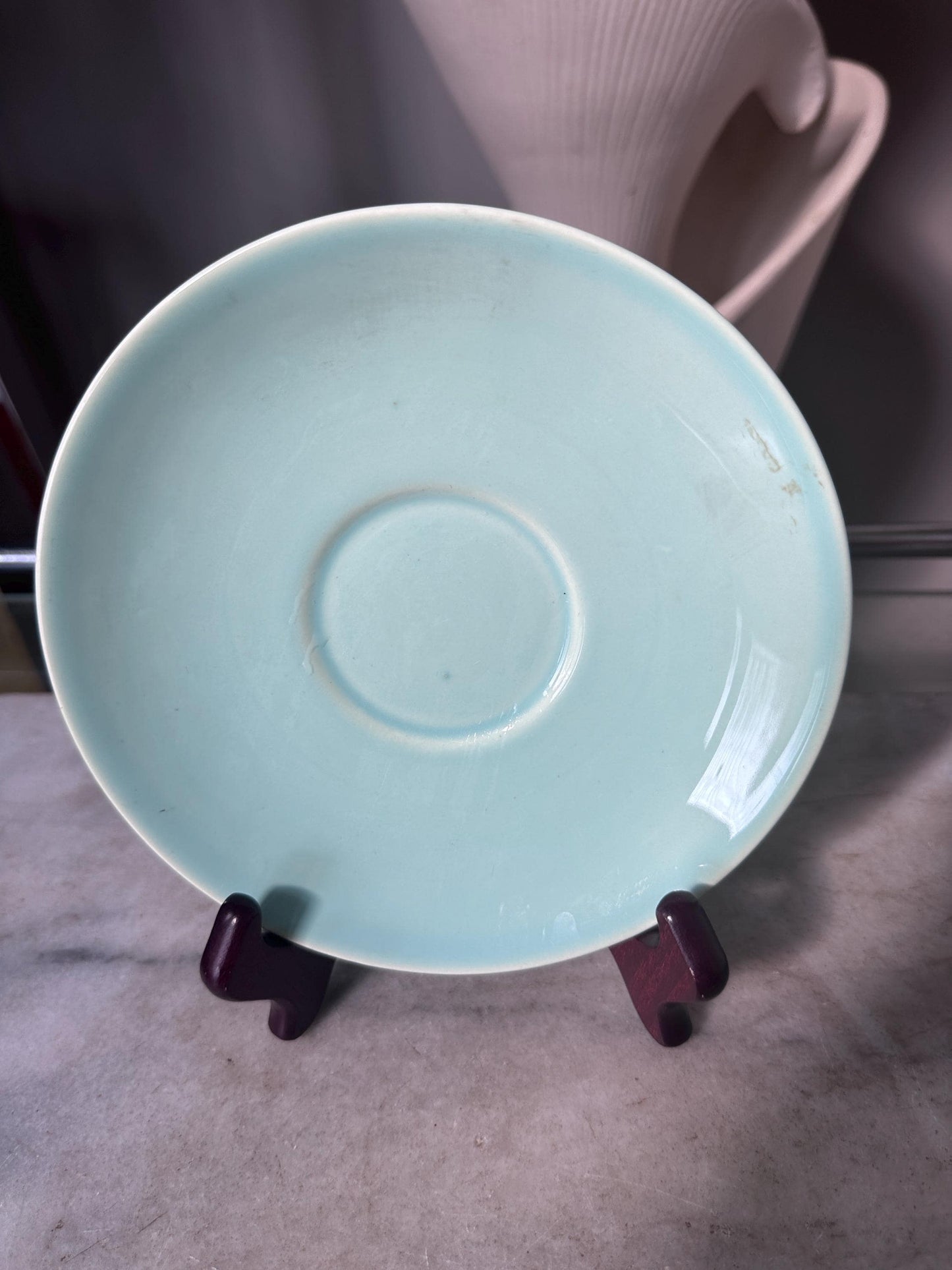 Vintage Lu-Ray Pastels Saucer Plates Set of 7 Taylor Smith & Taylor 1048-1 MCM 1950s Pink Blue Green Yellow