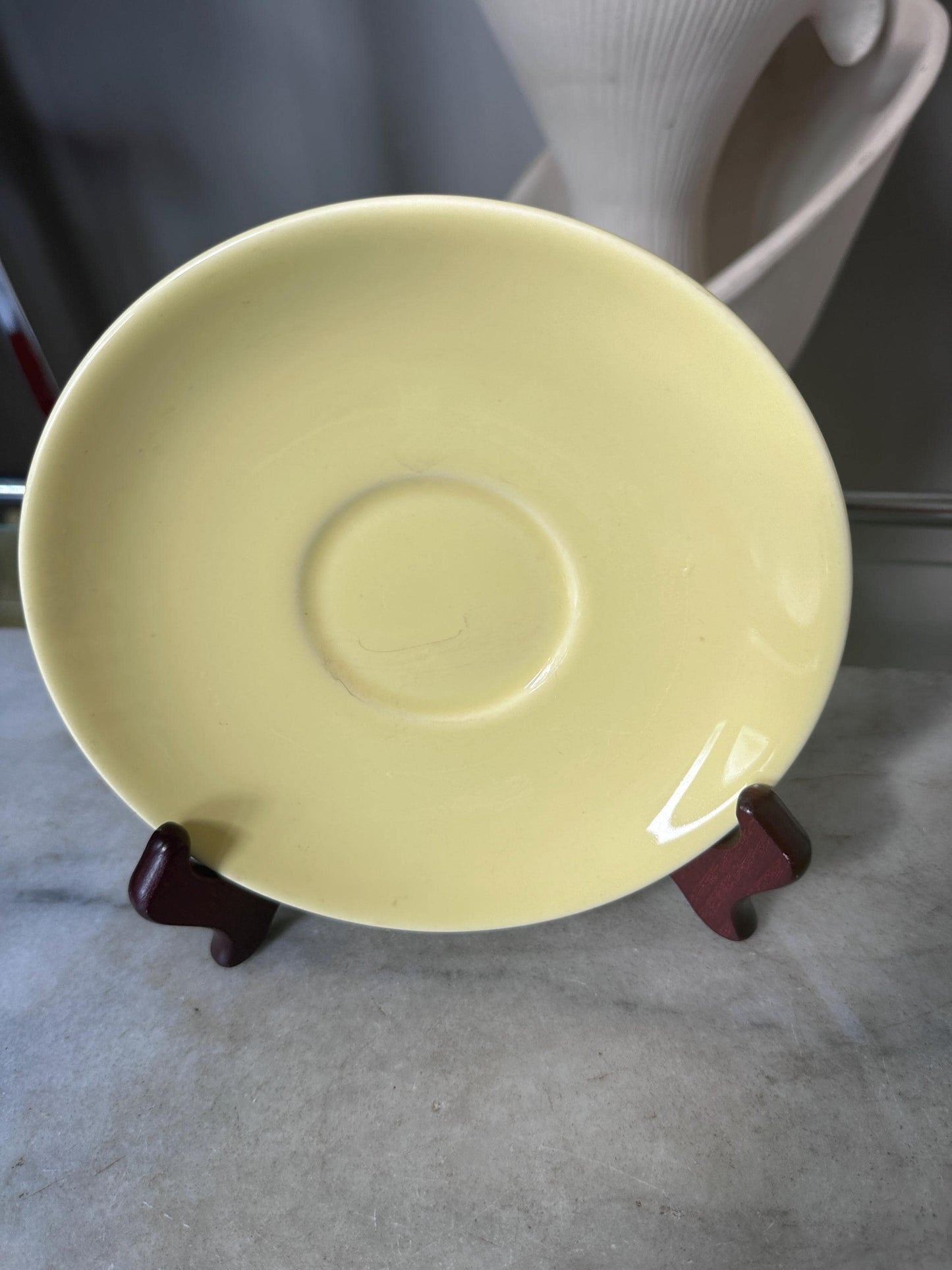 Vintage Lu-Ray Pastels Saucer Plates Set of 7 Taylor Smith & Taylor 1048-1 MCM 1950s Pink Blue Green Yellow