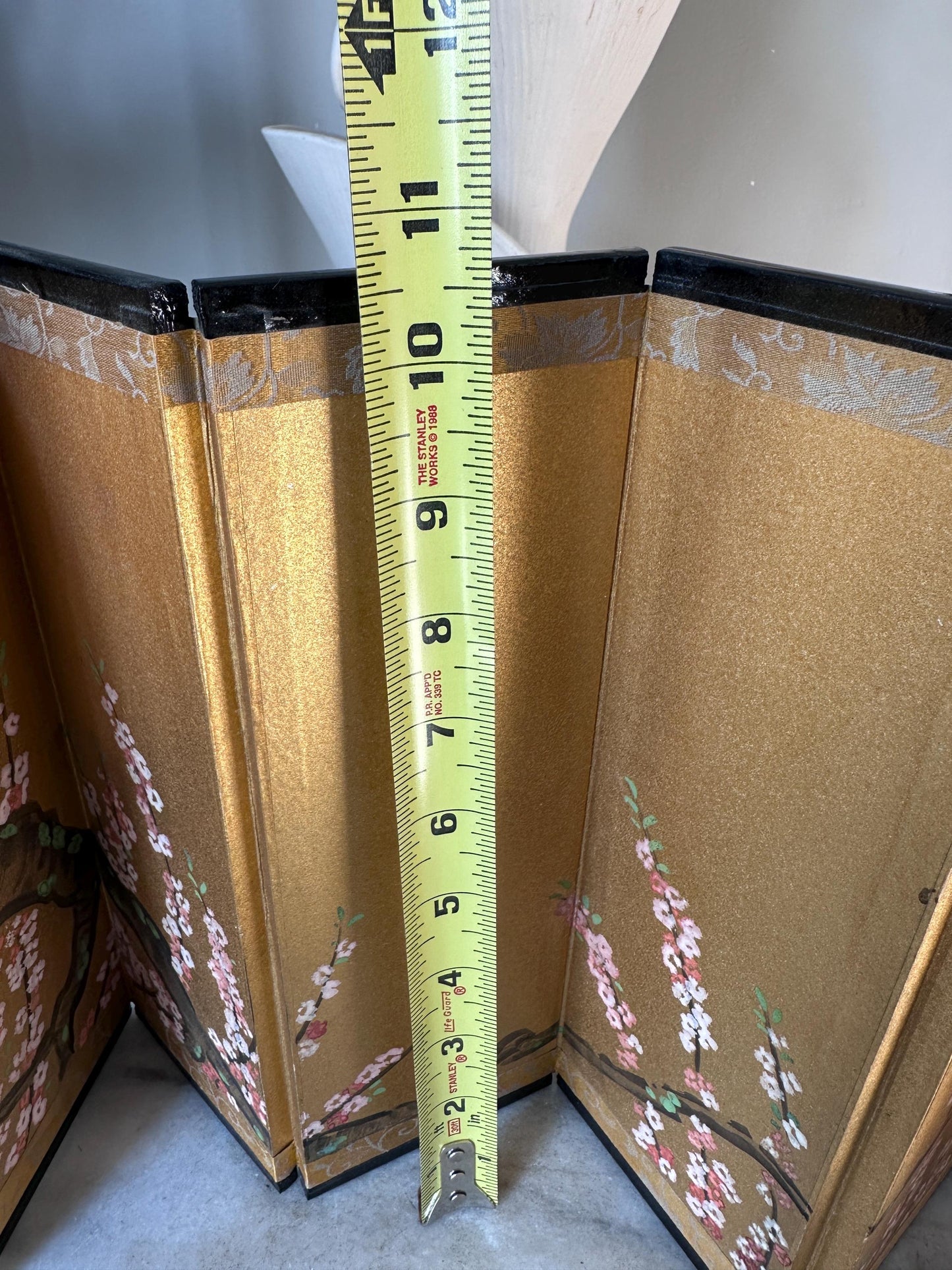 Vintage Japanese Miniature Byobu Folding Screen Gold Leaf Landscape Art Nizan Style w/Original Box