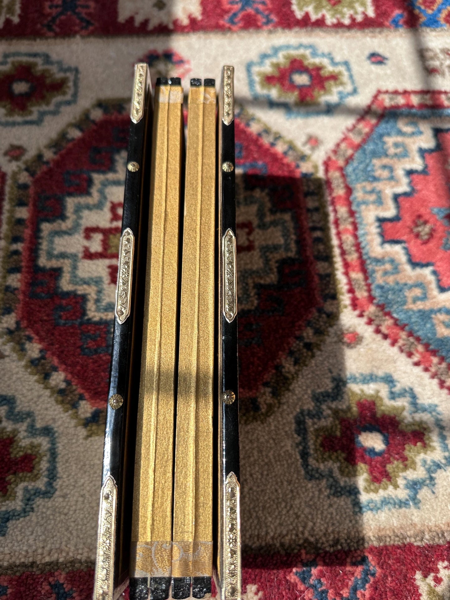 Vintage Japanese Miniature Byobu Folding Screen Gold Leaf Landscape Art Nizan Style w/Original Box