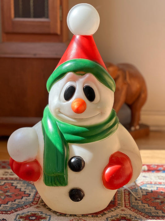 Vintage 22” General Foam Christmas Snowman Jr Blow Mold Carrot Nose Lighted Holiday Decor