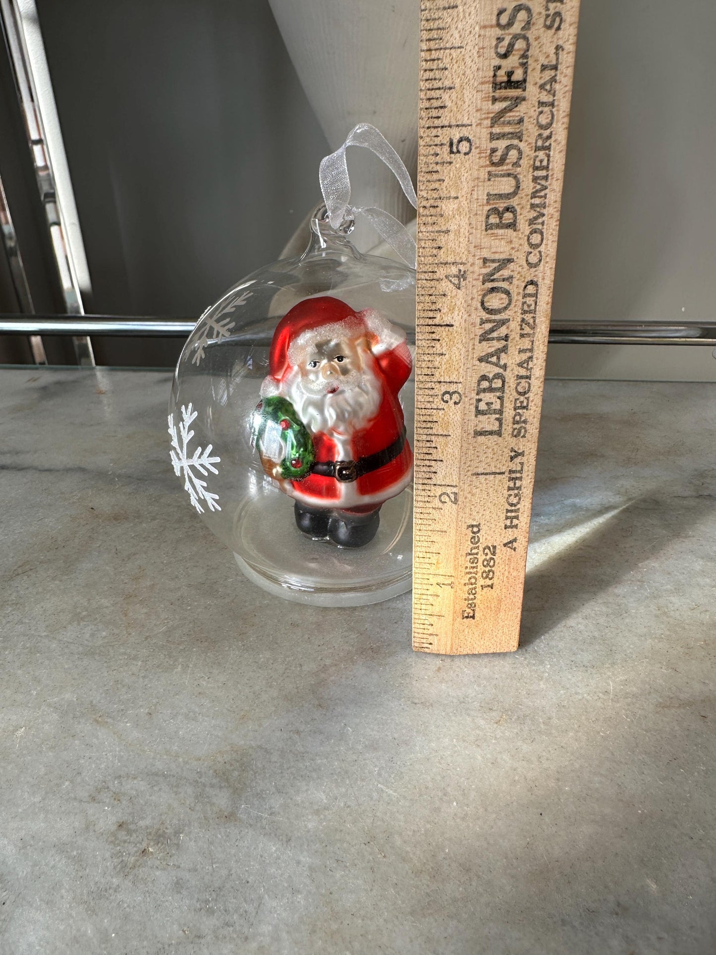 Vintage Gorham Winter Follies Clear Round Santa Christmas Tree Ornament