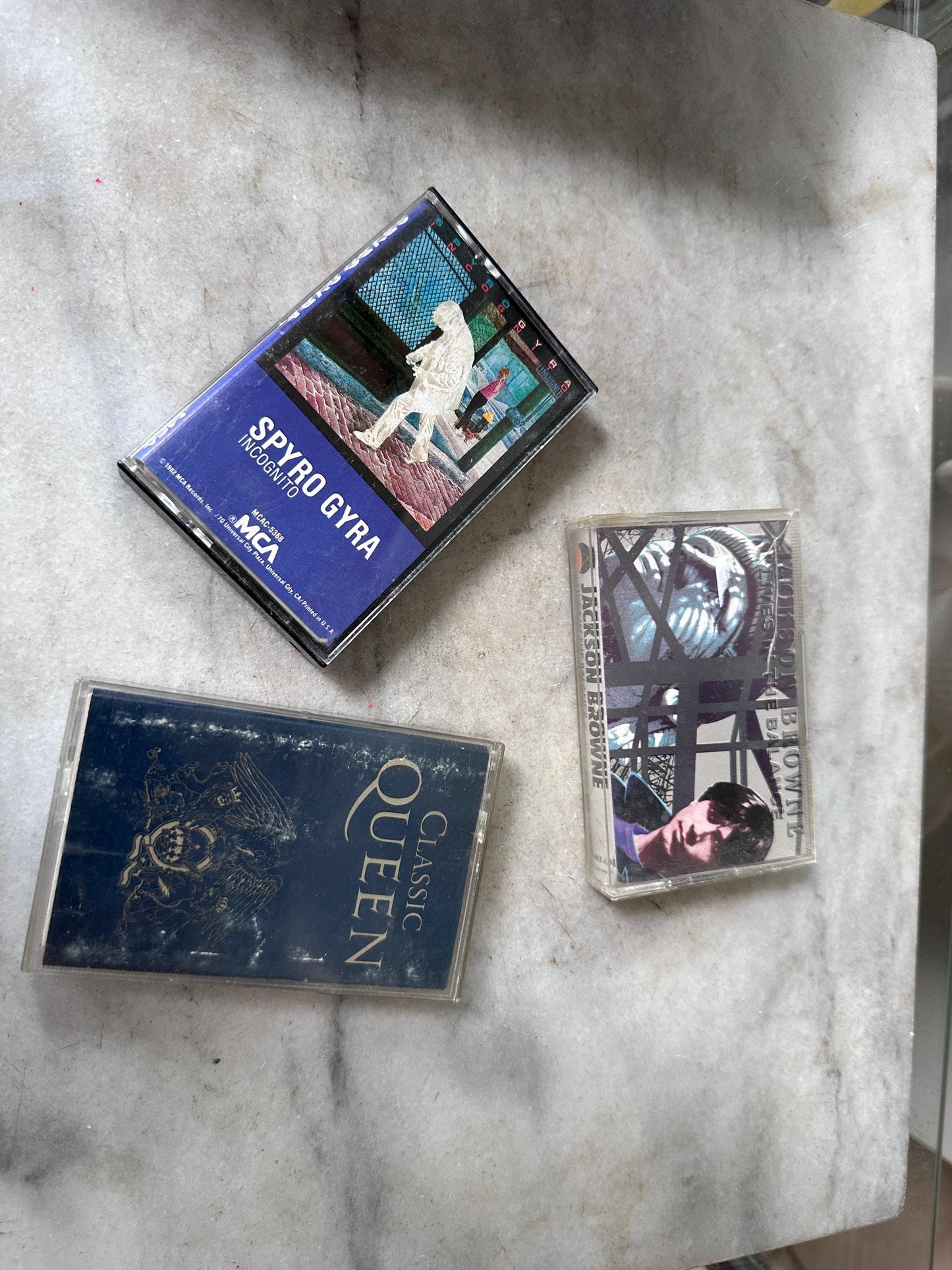 Vintage 12-Cassette Tape Case and Cassette Collection | Queen, Spyro Gyra, Robert Palmer, Utopia + More | Retro Music Collection