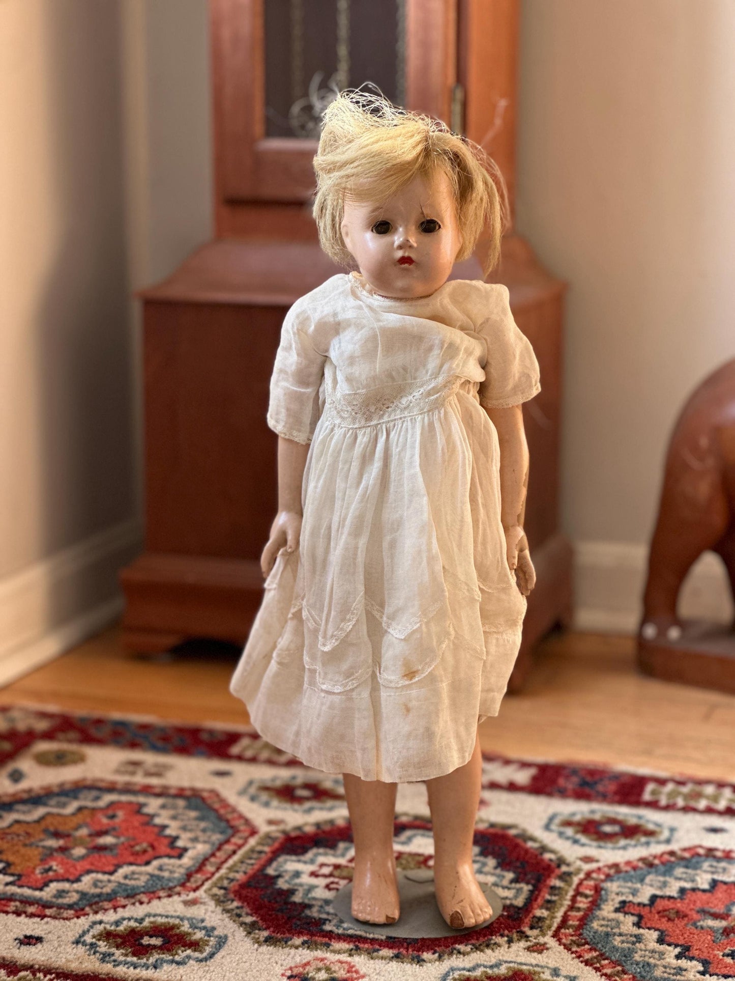 Antique 1930s Effanbee Ann Shirley Composition Doll 20” Blonde Blue Eyes Vintage Doll Restoration Zombie Doll Estate Find, RESTORE REPURPOSE