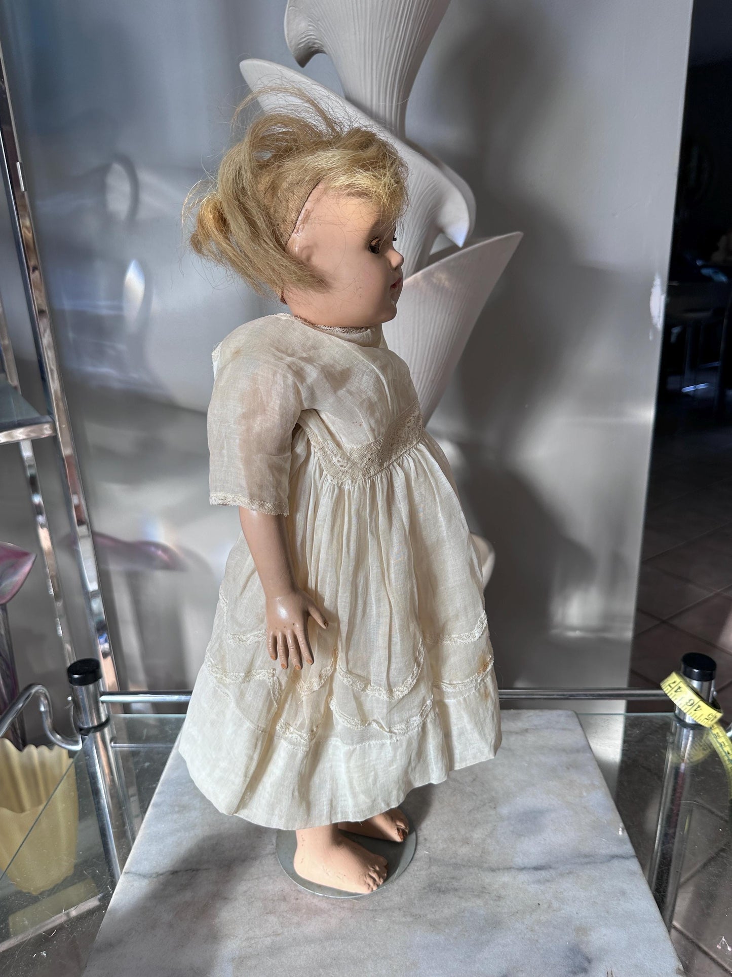 Antique 1930s Effanbee Ann Shirley Composition Doll 20” Blonde Blue Eyes Vintage Doll Restoration Zombie Doll Estate Find, RESTORE REPURPOSE