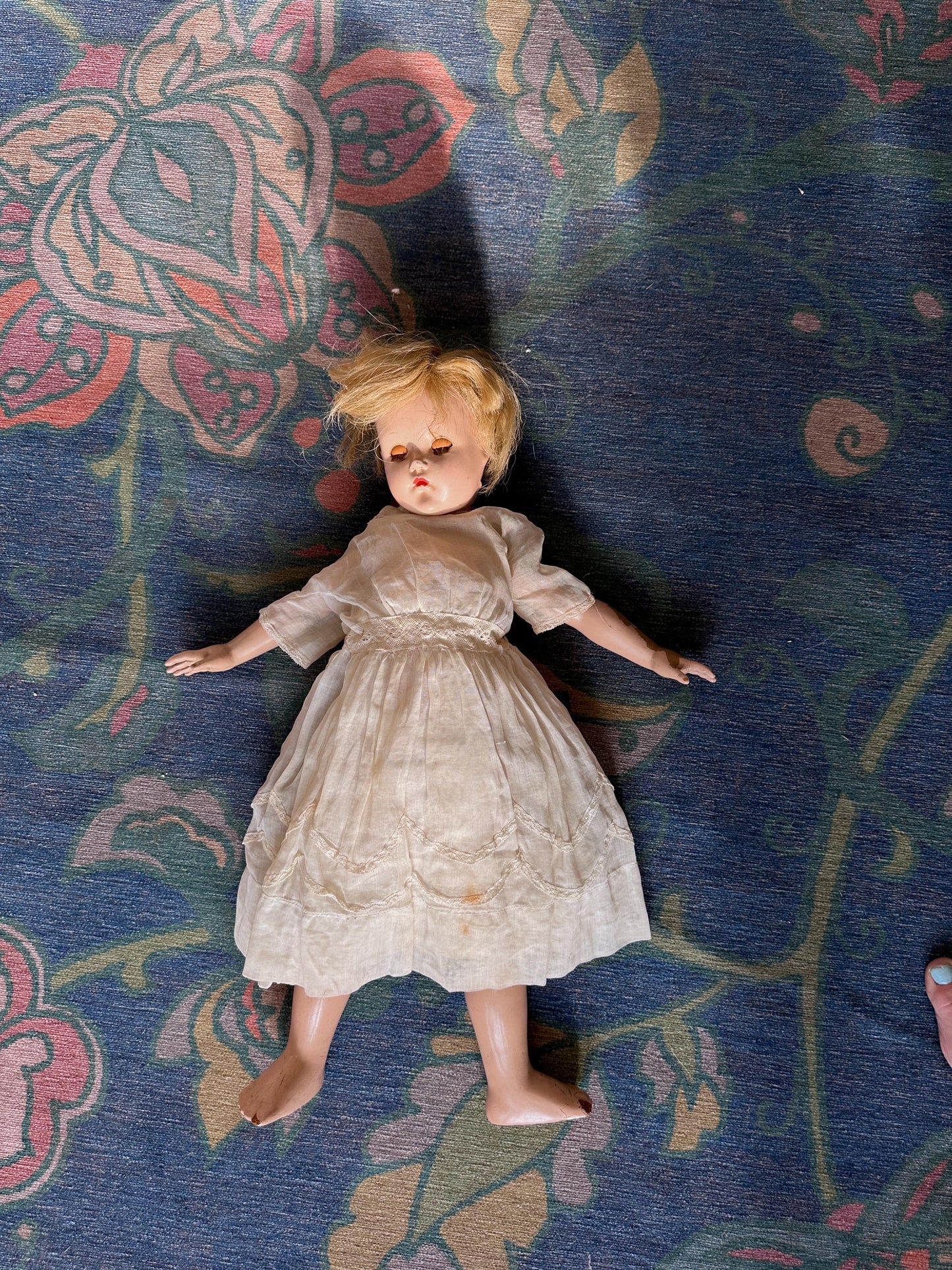 Antique 1930s Effanbee Ann Shirley Composition Doll 20” Blonde Blue Eyes Vintage Doll Restoration Zombie Doll Estate Find, RESTORE REPURPOSE