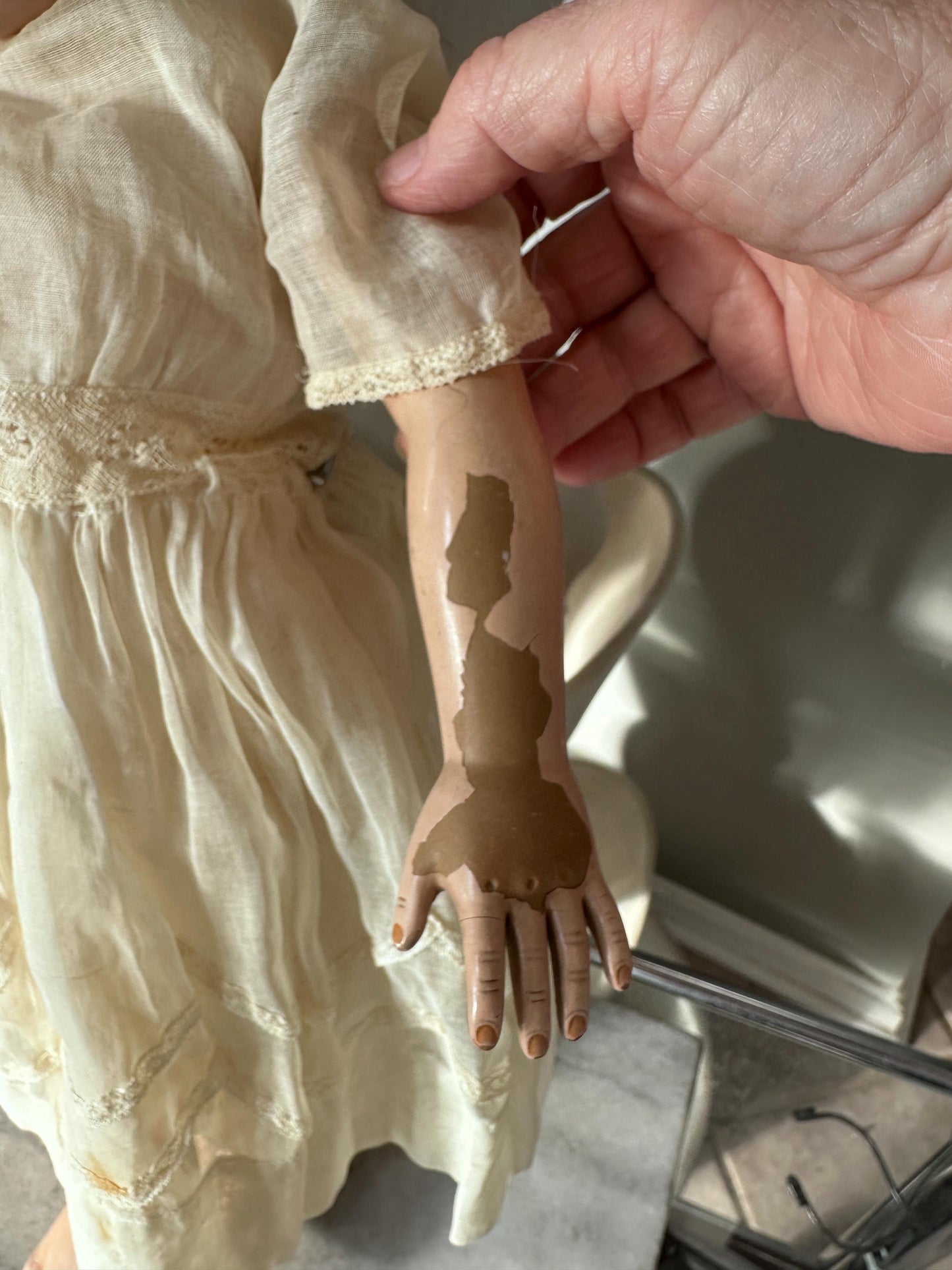 Antique 1930s Effanbee Ann Shirley Composition Doll 20” Blonde Blue Eyes Vintage Doll Restoration Zombie Doll Estate Find, RESTORE REPURPOSE