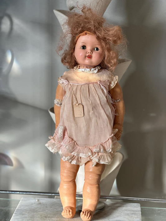 Antique 1930s Composition Doll – Creepy Vintage Doll for Restoration, Zombie Doll, 24” Estate Find