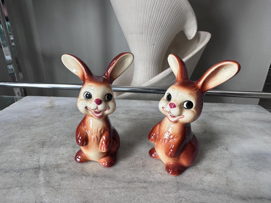 1960s West Germany Porcelain Bunny Rabbit Figurines (2) By Goebel