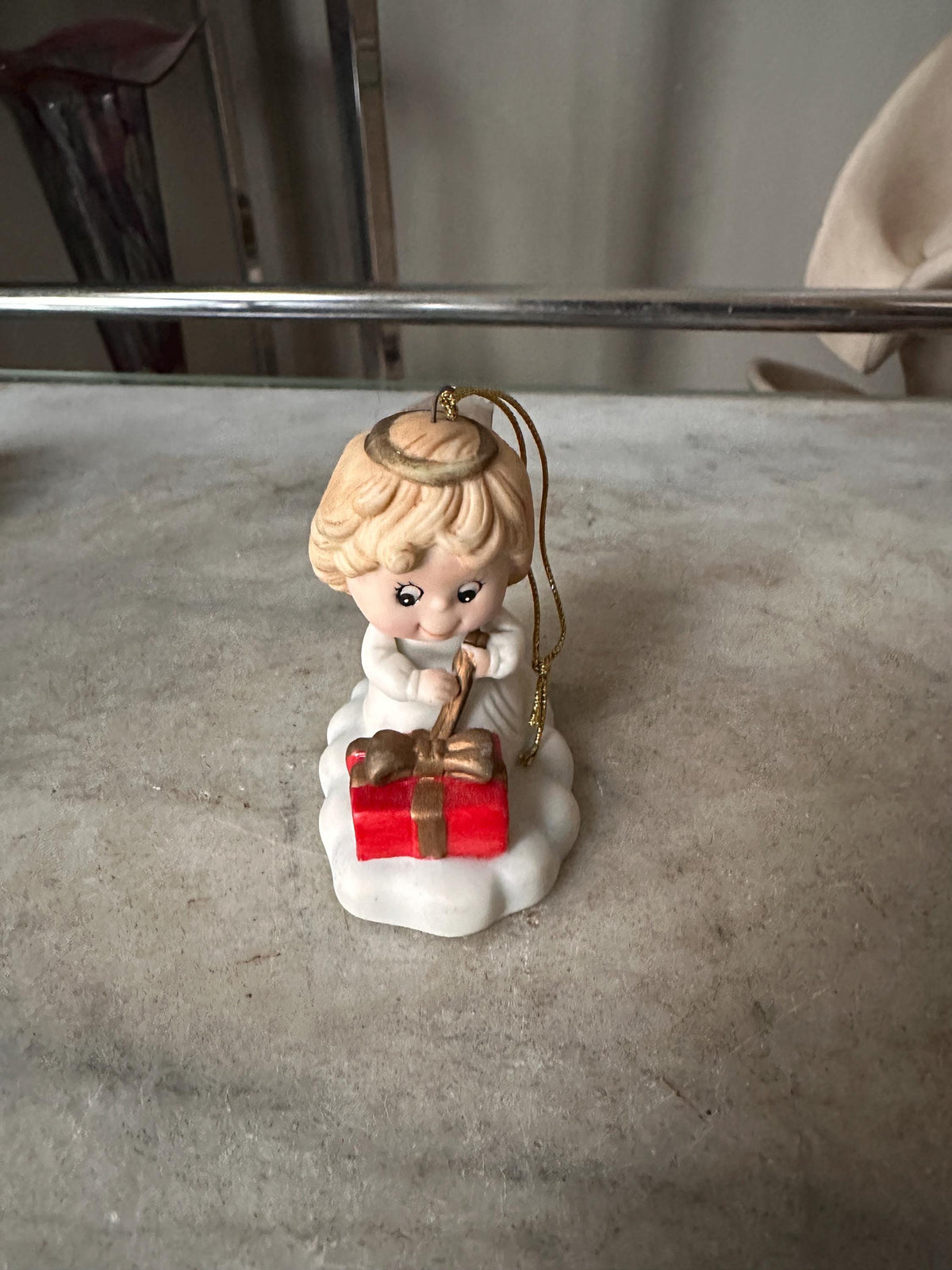 Vintage Russ Berrie Angel Ornaments Set, Christmas Angels, Rocking Horse, Gifts (1980s)