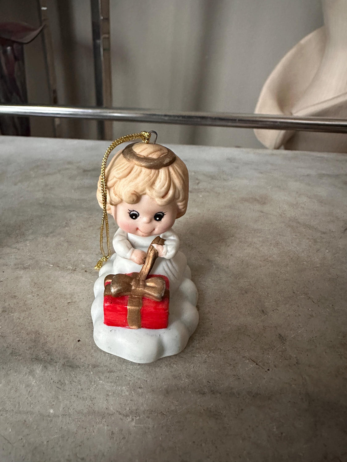 Vintage Russ Berrie Angel Ornaments Set, Christmas Angels, Rocking Horse, Gifts (1980s)