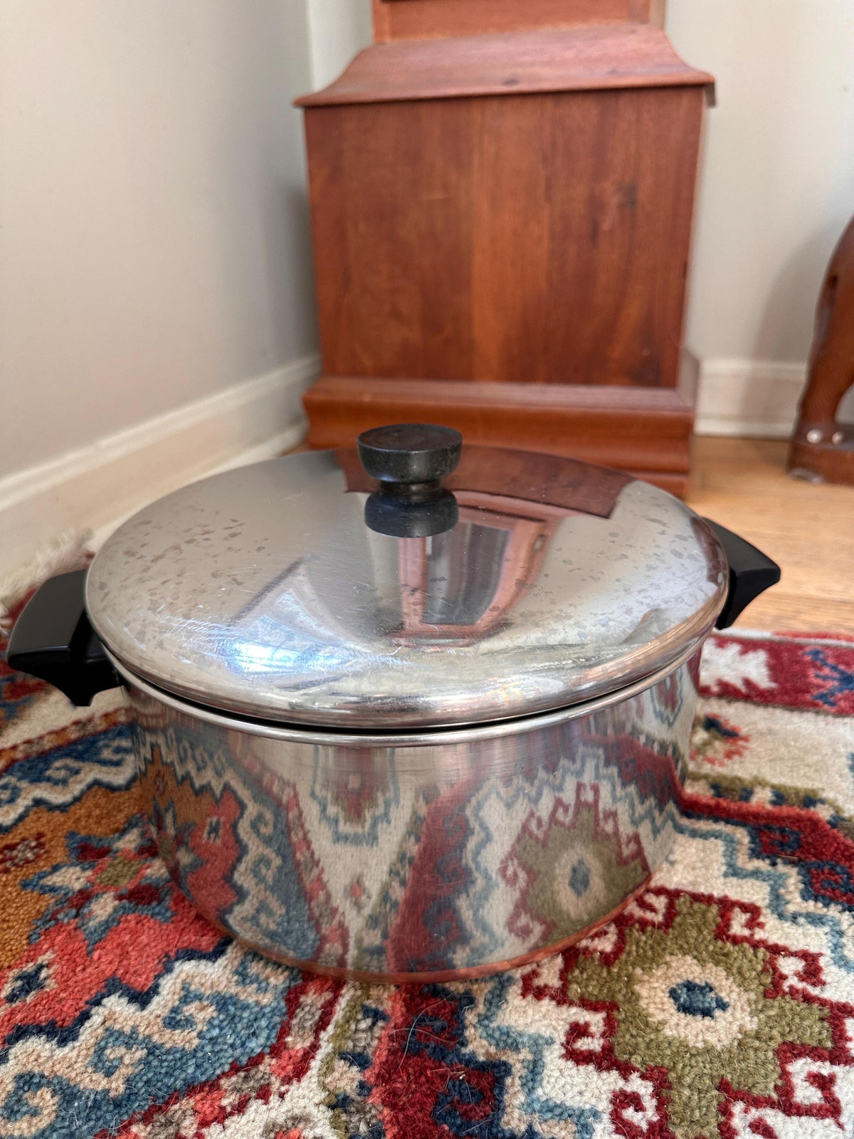 Vintage Revere Ware 6 Quart Pot & 10 Inch Pan Set, Copper Bottom Stainless Steel Cookware, Mid Century Kitchen, Made in USA