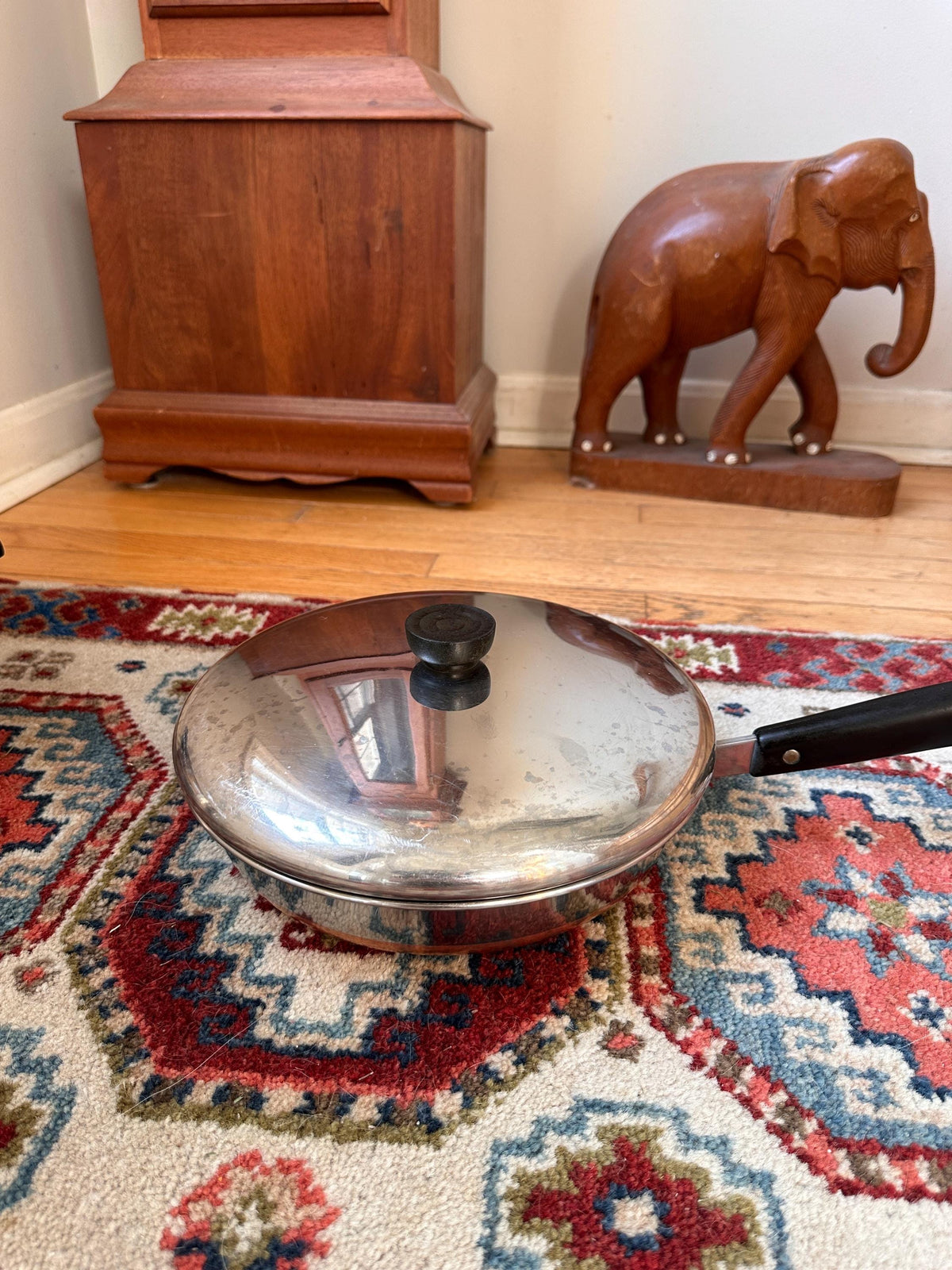 Vintage Revere Ware 6 Quart Pot & 10 Inch Pan Set, Copper Bottom Stainless Steel Cookware, Mid Century Kitchen, Made in USA
