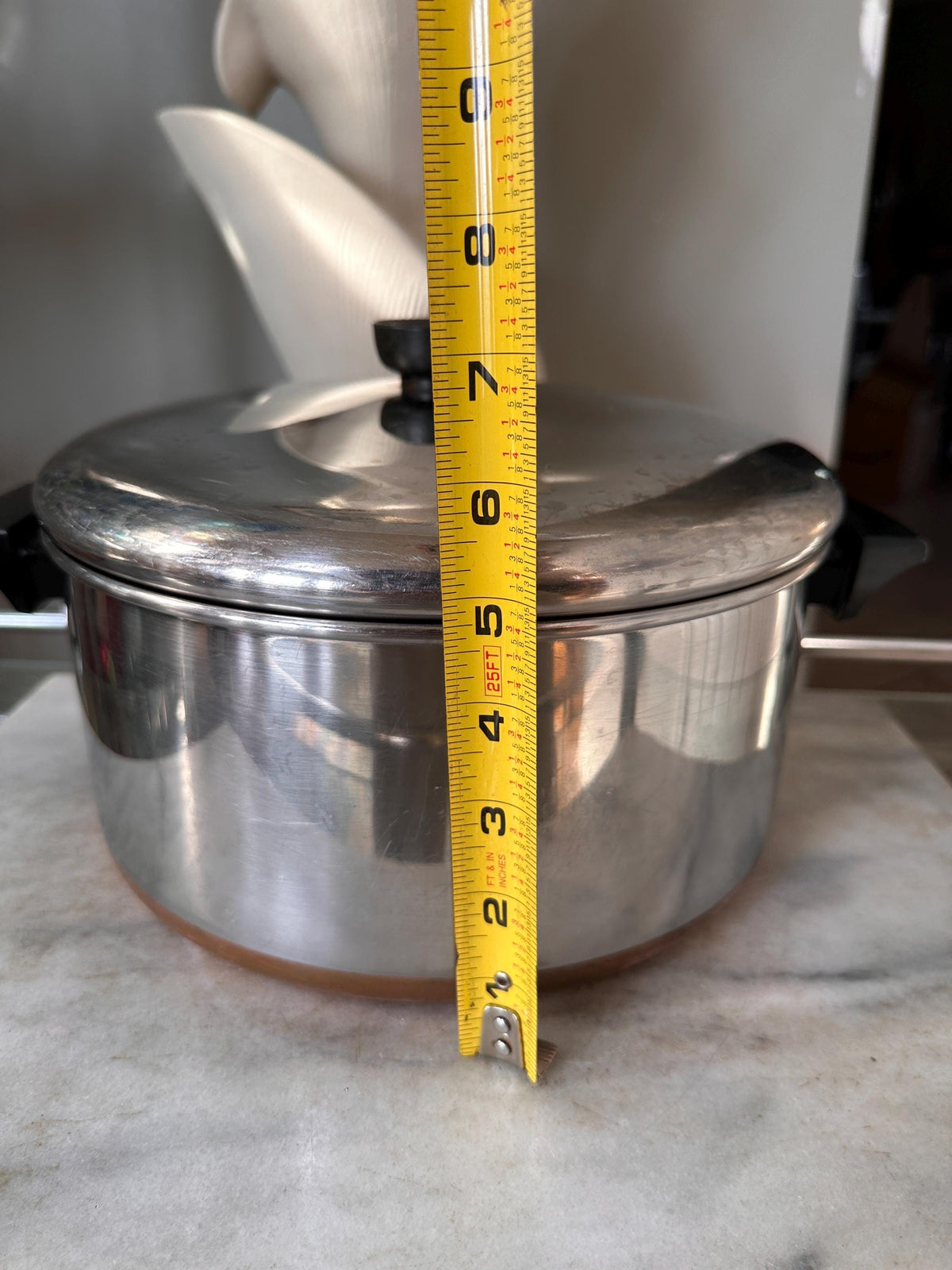 Vintage Revere Ware 6 Quart Pot & 10 Inch Pan Set, Copper Bottom Stainless Steel Cookware, Mid Century Kitchen, Made in USA