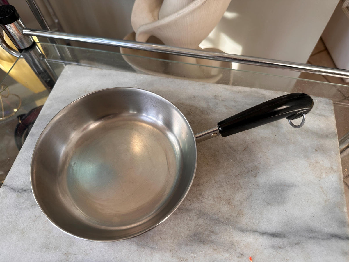 Vintage Revere Ware 3 Quart Pot & 7 Inch Pan Set, Copper Bottom Stainless Steel Cookware, Mid Century Kitchen, Made in USA