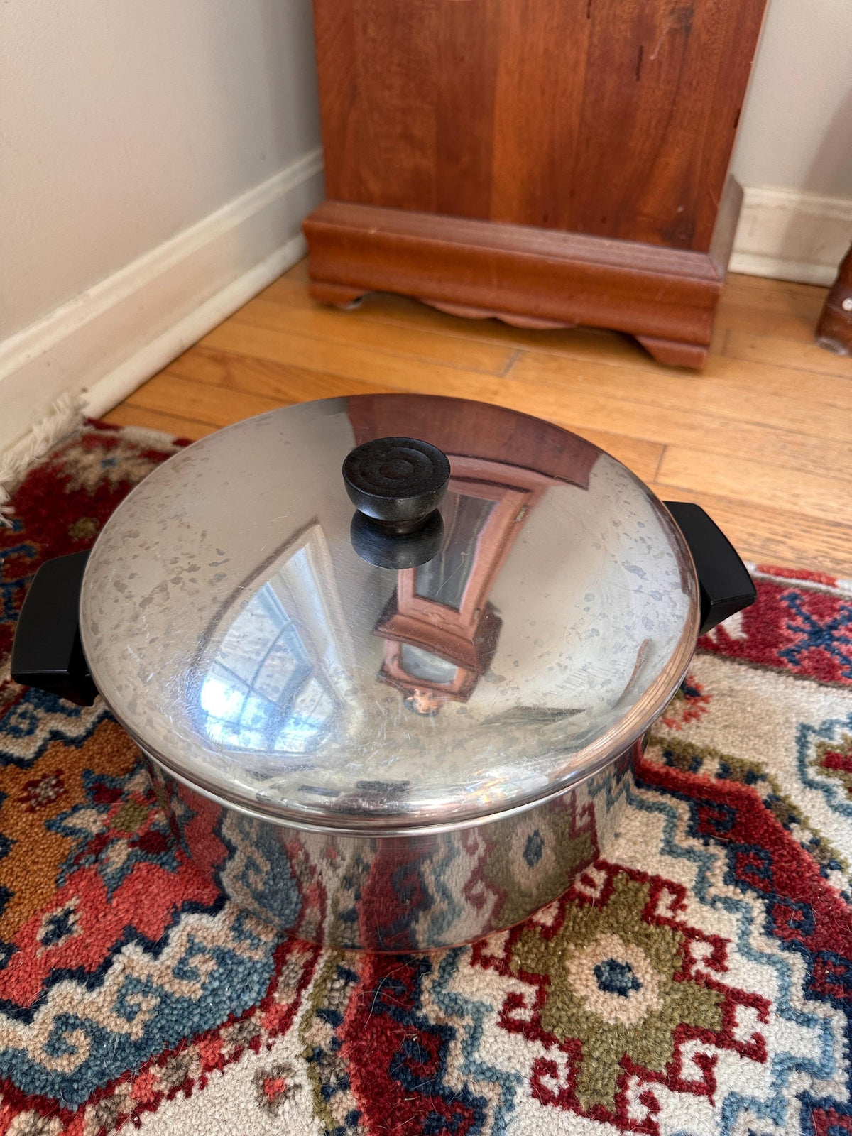 Vintage Revere Ware 6 Quart Pot & 10 Inch Pan Set, Copper Bottom Stainless Steel Cookware, Mid Century Kitchen, Made in USA