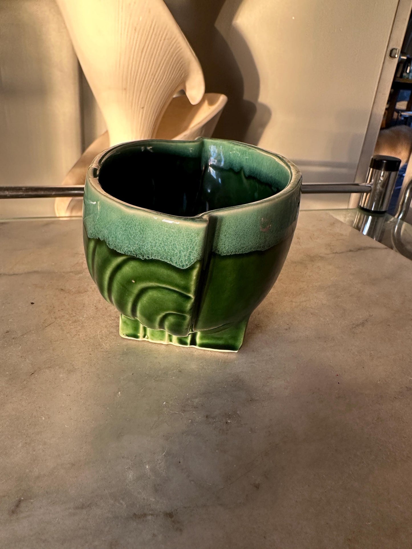 Covina Pottery CP Planter Ceramic MCM Amoeba Kidney Teardrop Footed Pot 346