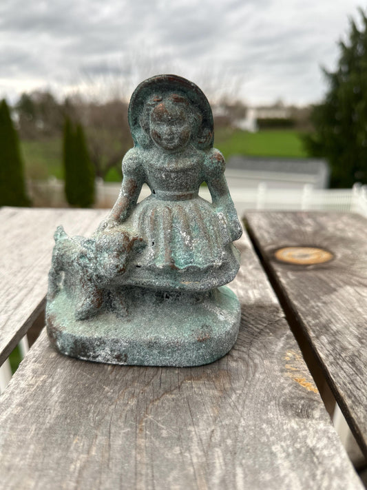 Antique Little Bo Peep or Mary Had A Little Lamb Cast Metal  Piggy bank | Prkmitive Cast Bo Peep Bank