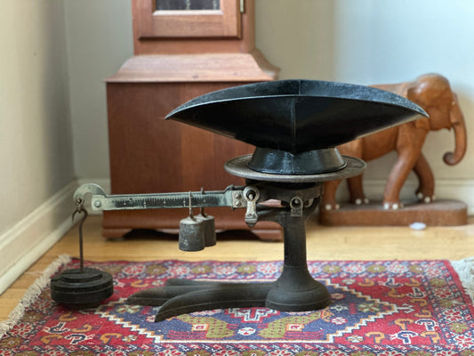 Cast Iron Scale, Antique Cast Iron and Brass Fairbanks Crows Foot Scale, Rustic Farmhouse, Primitive or Industrial Decor