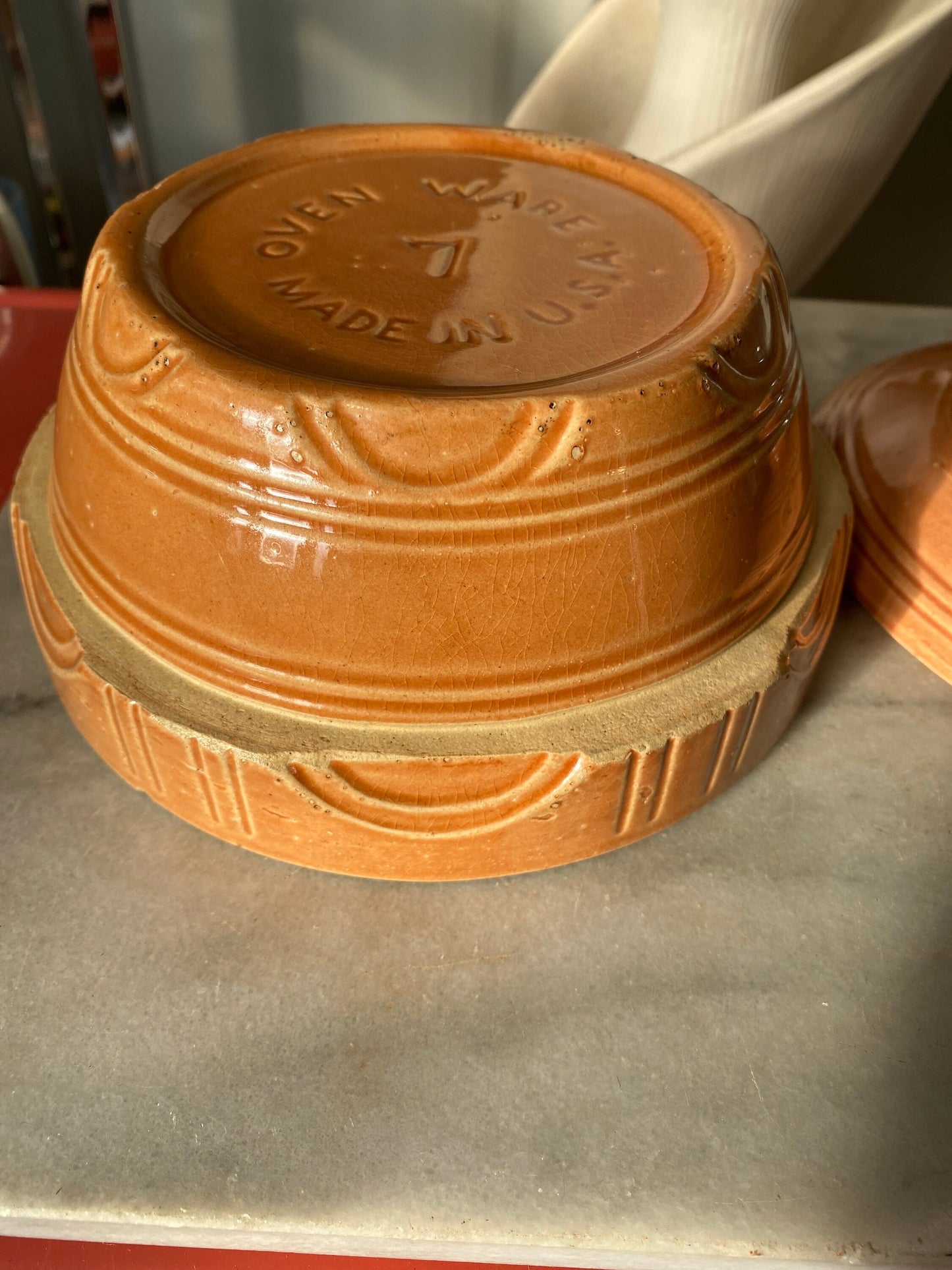 Vintage OvenWare USA 7 | Farmhouse Stoneware Bowl with Lid