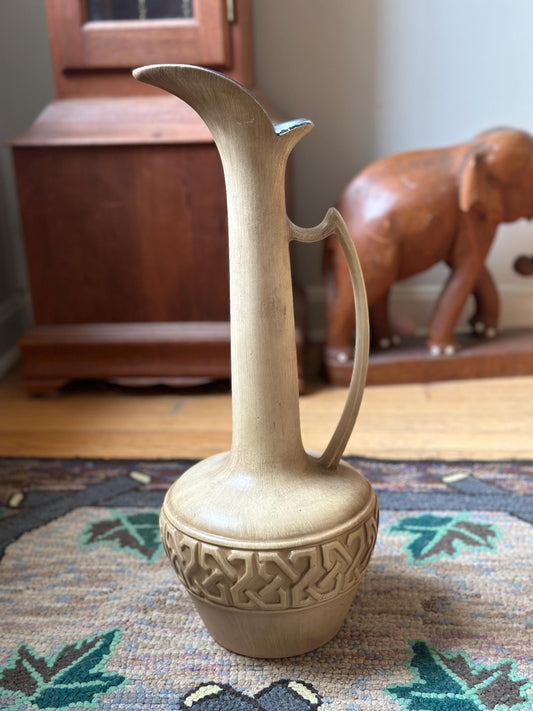 Mid Century Modern Haeger Vase Vintage Art Pottery Large Gold Pitcher Ewer Ornate | MCM Pottery | Mid Ce they Modwrn Decor